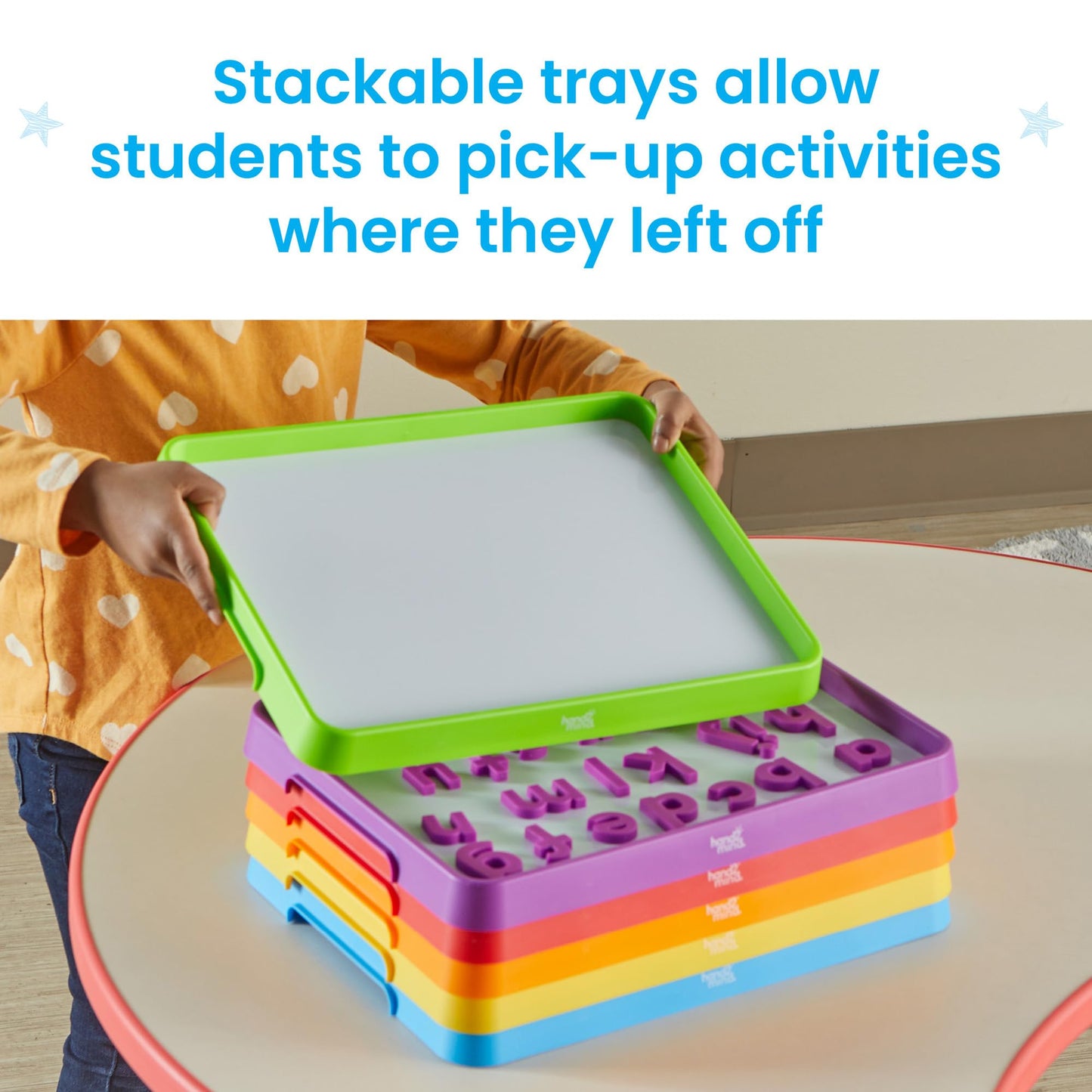 Learning Resources Magnetic Dry-Erase Activity Trays Set of 6, Ages 3+, A4 Paper Sized, Stackable Activity Trays, Whiteboards for Kids, Durable Multipurpose Activity Trays, Classroom Essentials