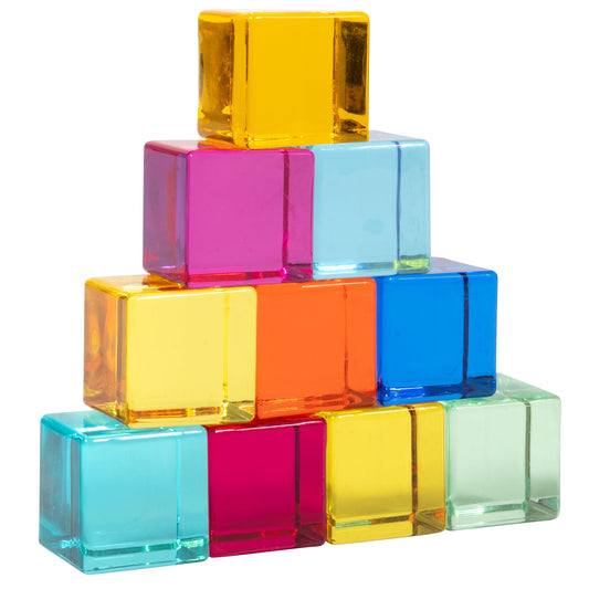 TickiT 73550 Gem Cubes - Rainbow Building Cubes - Stacking Blocks - Acrylic Gemstone Cubes - Stacking Toy