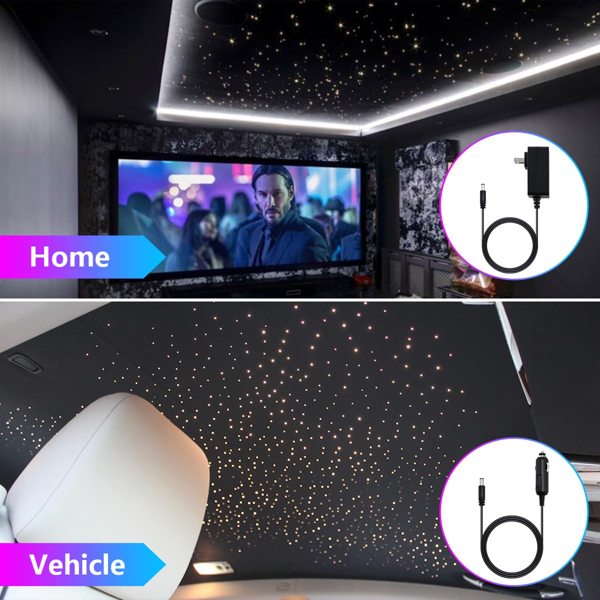 Callsky 16W Twinkle & Sound Star Ceiling Light With 450pcs*0.03in*9.8ft Fiber Optic Headlight Kits for Sky Decoration, Music+APP+Remote Control Engine End Glow Fiber Strands