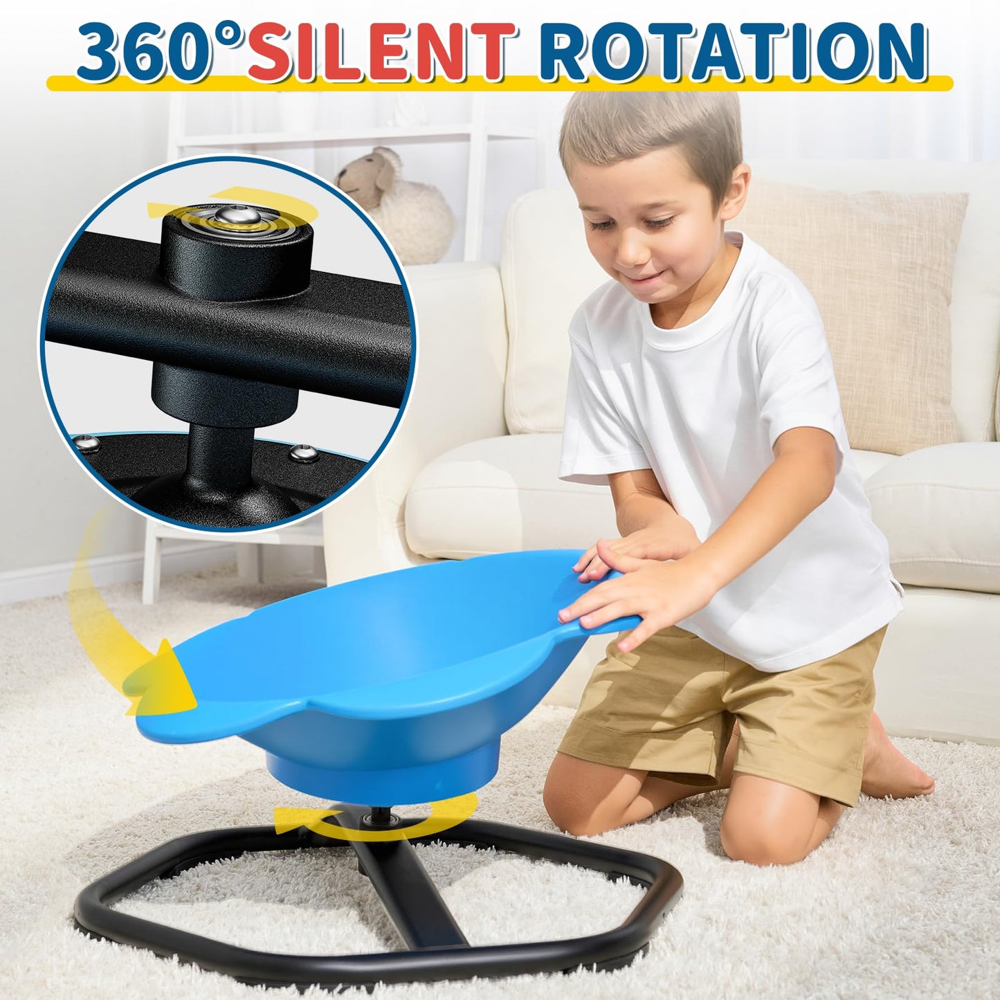 KidBloom Spinning Chair for Autism, Floral Seat Sensory Toys, ADHD Sensory Chair with Back Support, 360° Comfort Wrap Autism Sensory Equipment
