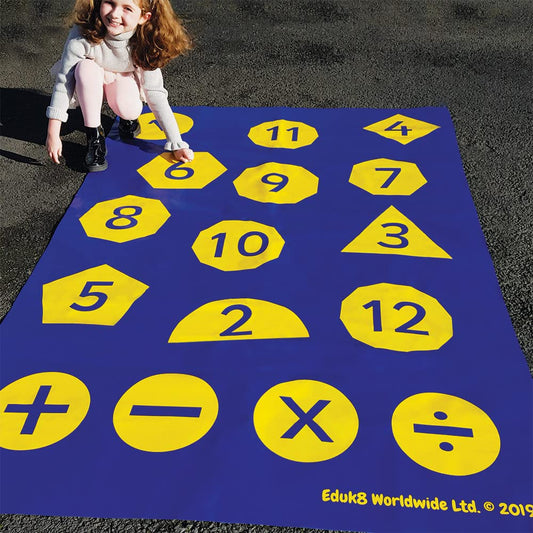 Eduk8 Maths Activity Floor Play Mat - Adding Subtracting Mathematics Learning Homeschool Game | Home School Fun Learn Children's Kids Suitable for Indoor Outdoor Use. Size: 210 x 135 cm