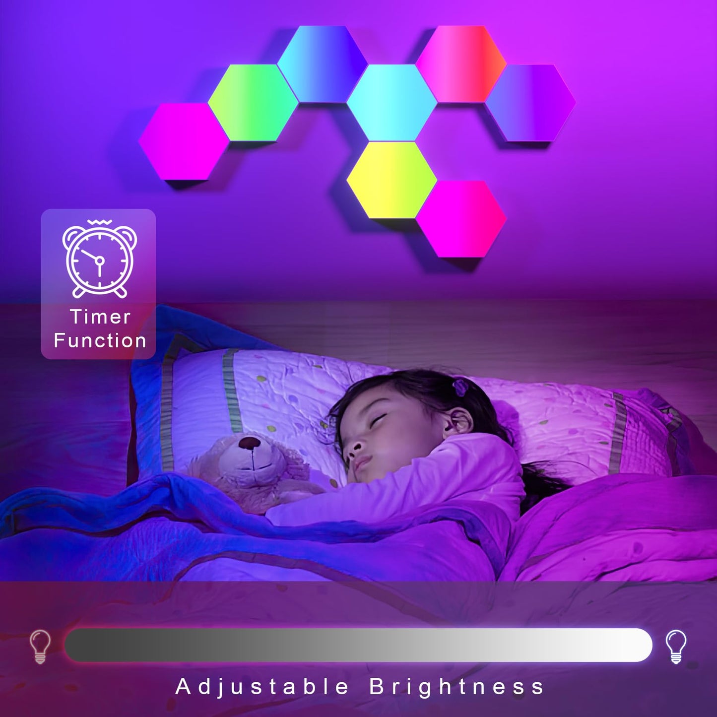 PUMPKINS Hexagon LED Lights, 12 Pack RGB Hex Light Panels, Smart Wall Gaming Panels Sync to Music for Room Bar Bedroom Home Decor Room, With App & Remote Control