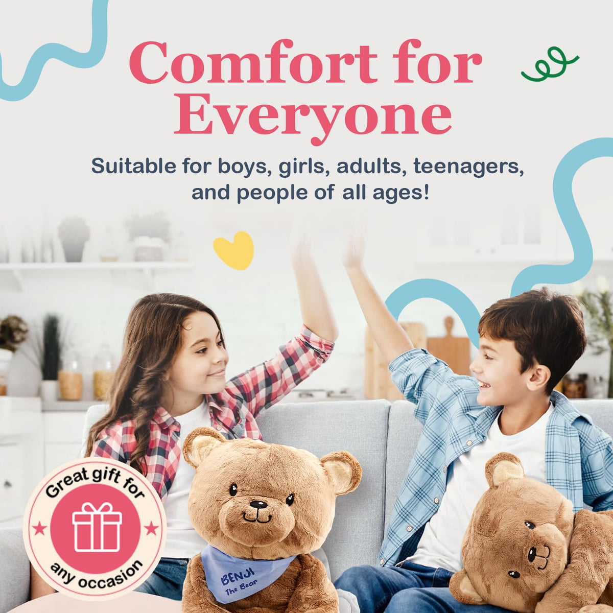 Lilly's Love Benji the Bear, 4.5lb Weighted Stuffed Animal | Sensory Companion for Kids and Adults | Machine Washable with Removable Inner | Great Gift