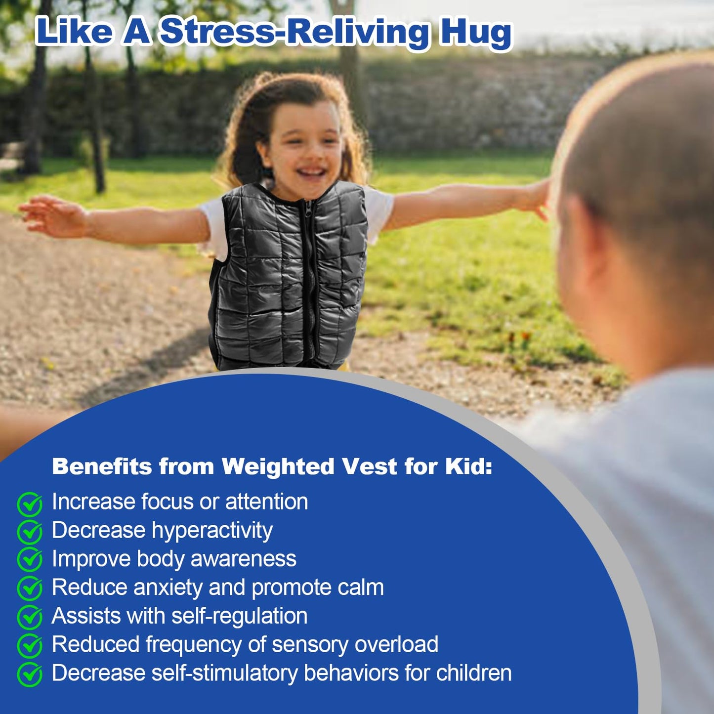 Weighted Vest for Kids with Sensory Issues, Sensory Compression Vest for Children with Processing Disorders and Calming (Small-2lbs)