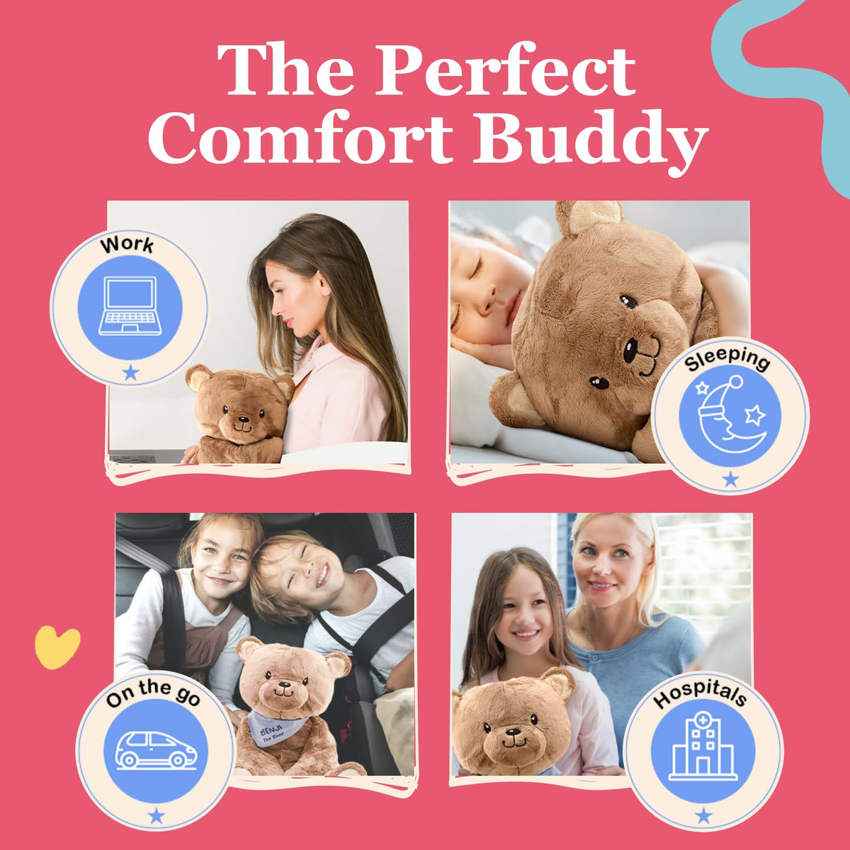 Lilly's Love Benji the Bear, 4.5lb Weighted Stuffed Animal | Sensory Companion for Kids and Adults | Machine Washable with Removable Inner | Great Gift