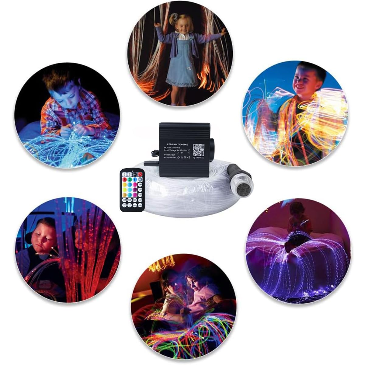 Callsky Sensory Lights 16W Fiber Optic Curtain Lights for Sensory Room/Autistic Kids,APP+Twinkle+Sound Activated Light Engine,Tough and Durable (3*0.75) Sparkle Flash Point Cables, 50pcs*6.5ft+Remote