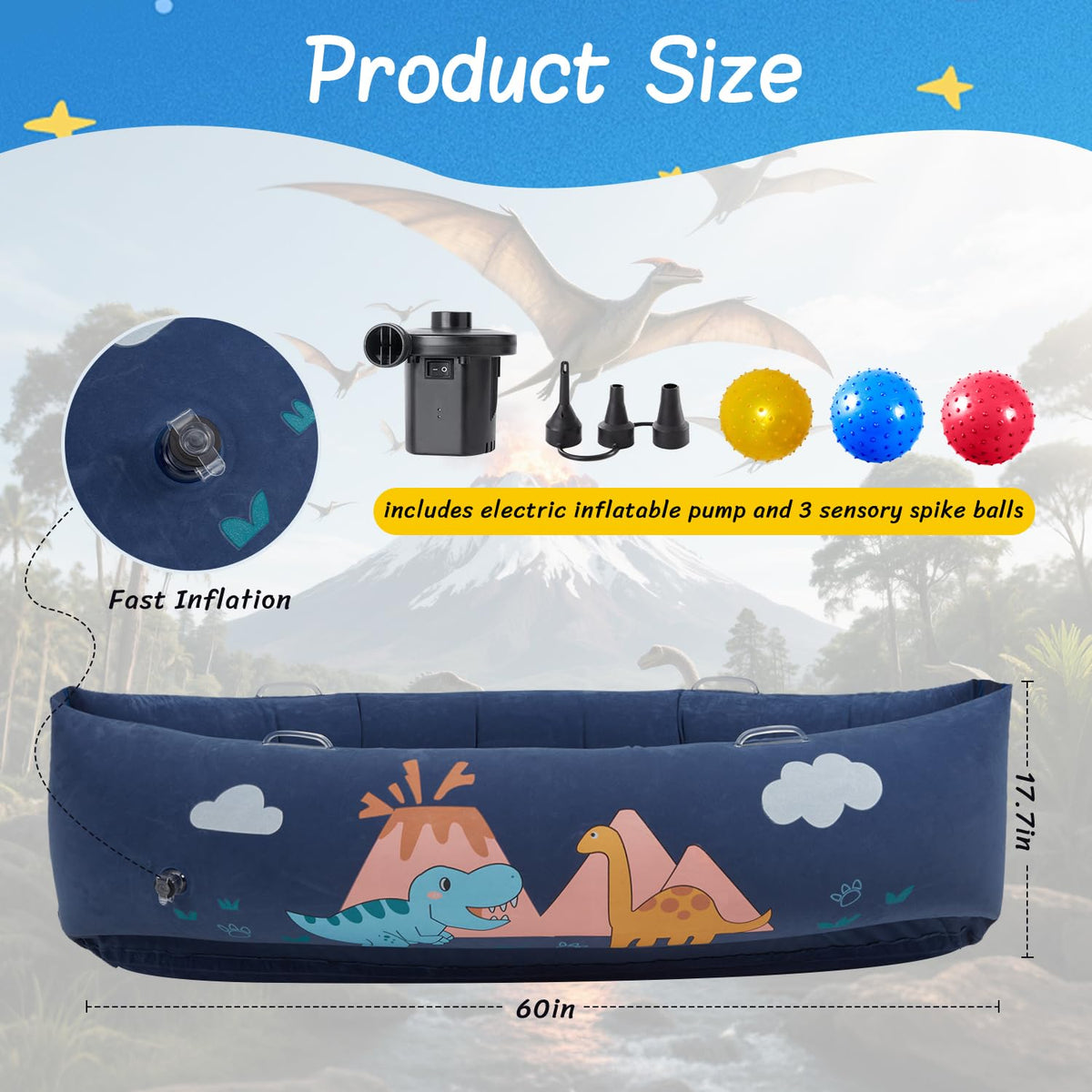 Inflatable Sensory Pea pod Chair for Kids, 152cm Sensory Peapod Canoe