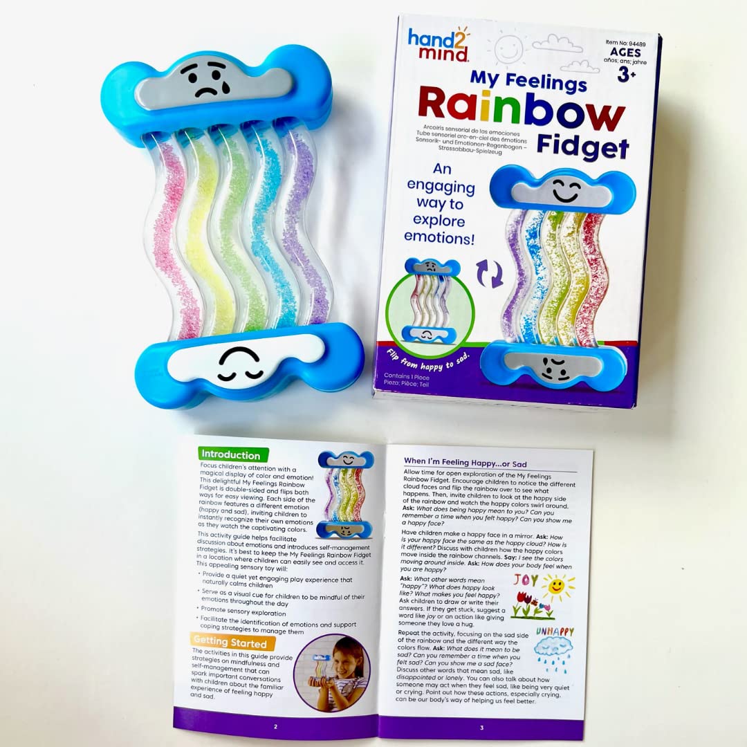 Learning Resources See My Feelings Rainbow Fidget, Double-Sided Colourful Rainbow Sensory Fidget Toy Helps Children Identify Emotions, Focus & Calm Down, Securely-Sealed, Ages 3+