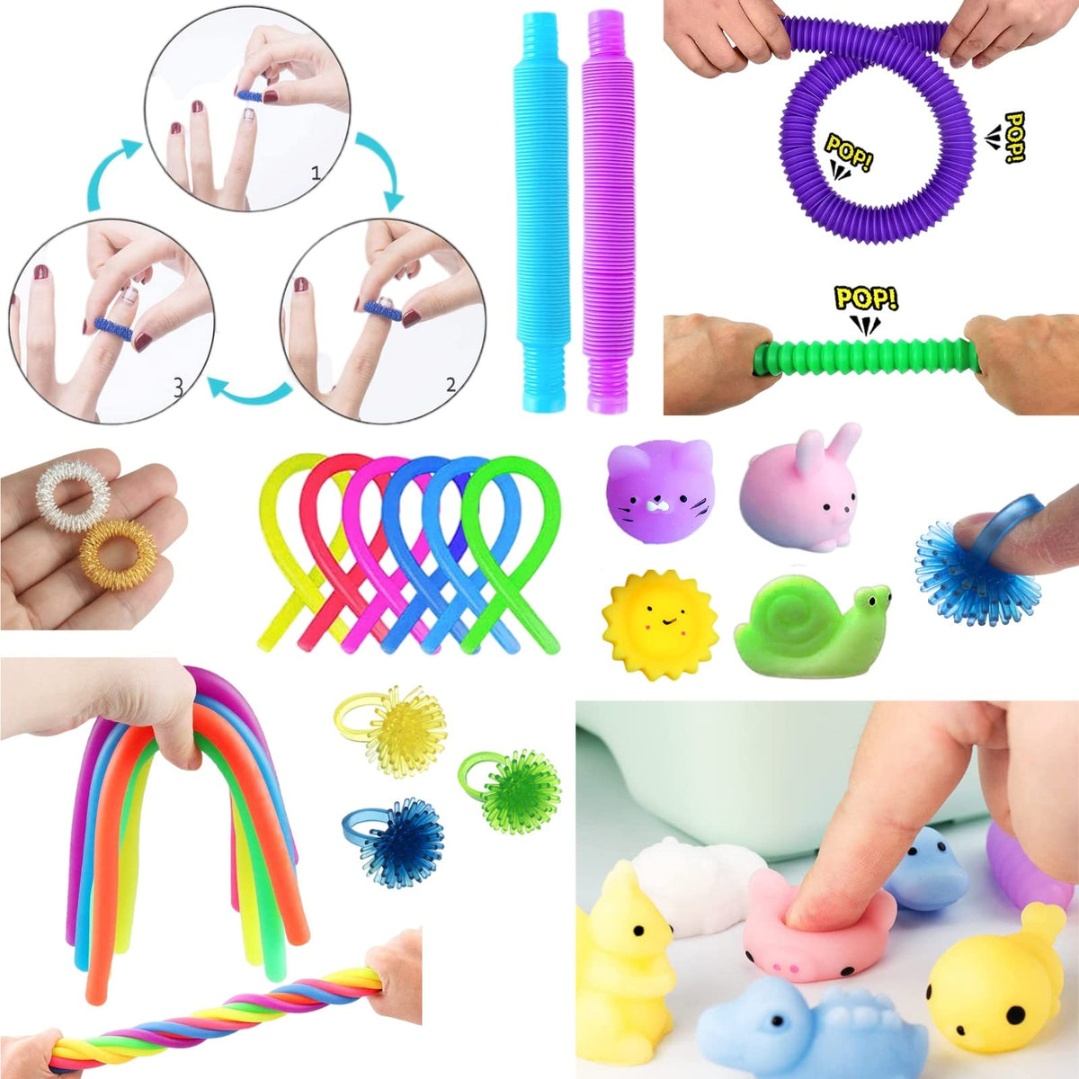 Paochocky Fidget Toy Set, 26PCS With Box Fidget Pack, Sensory Anxiety Relief Stress Toys for Autism, Fidget Toy in Rainbow, Fries Burger Relaxing Entertainment Birthday Gift for Kids Adults