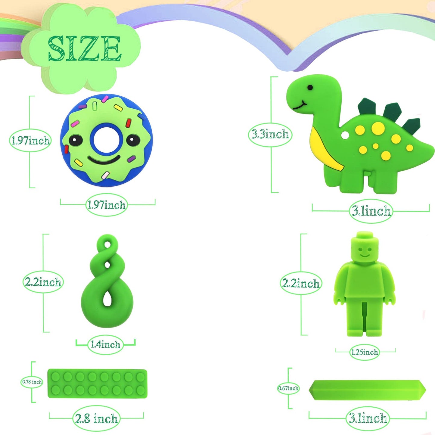 6 Pcs Sensory Chew Necklace for Autism, Teething, Anxiety, Biting Needs, Sore Gums Pain Relief, ADHD, Silicone Chewy Teether Oral Motor Chewing Pendant Toys with Adjustable Buckle for Girls Boys