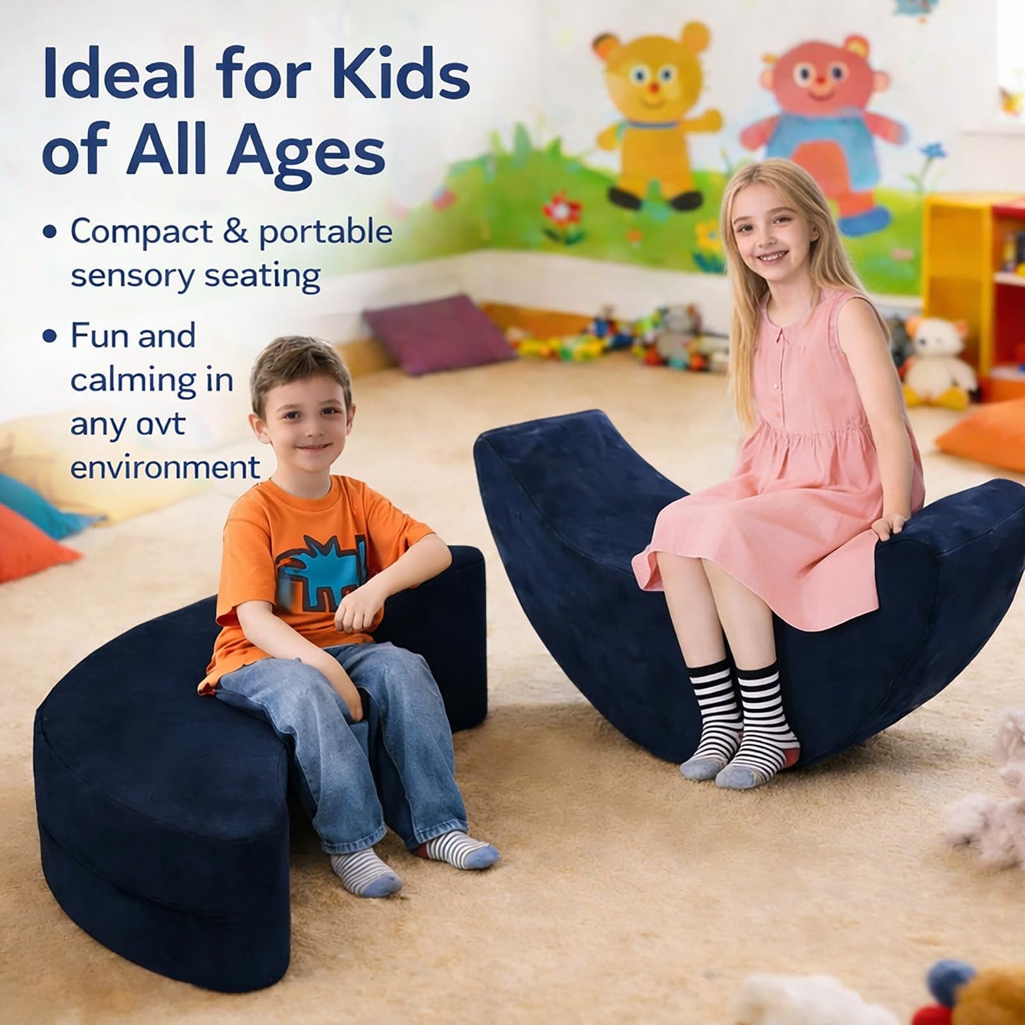 High-Density Foam Cushion Cloud Balance Sensory Rocking Chair for Kids