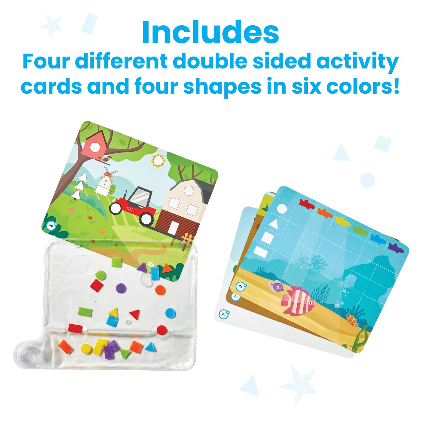 Learning Resources Colours & Shapes Sensory Pad, Reusable Sensory Bag for Kids, Fine Motor Skills Toy, 16 Fine Motor Activities, 24 Plastic Shapes, Ages 3+, Multicolou