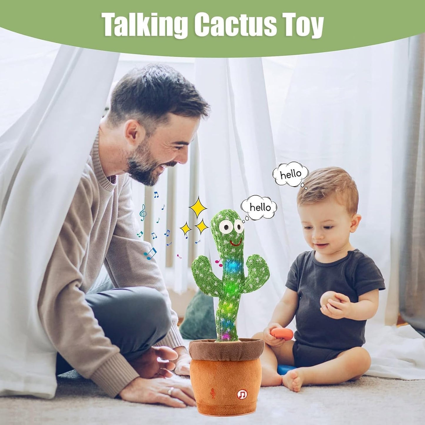 Cactus Toy Sensory Toys Dancing Singing Talking Lighting Repeating Cactus Toy