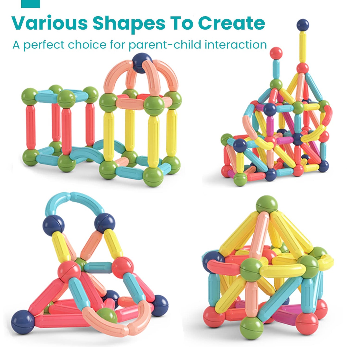 BAKAM Magnetic Building Blocks for Kids Ages 4-8, STEM Construction Toys for Boys and Girls