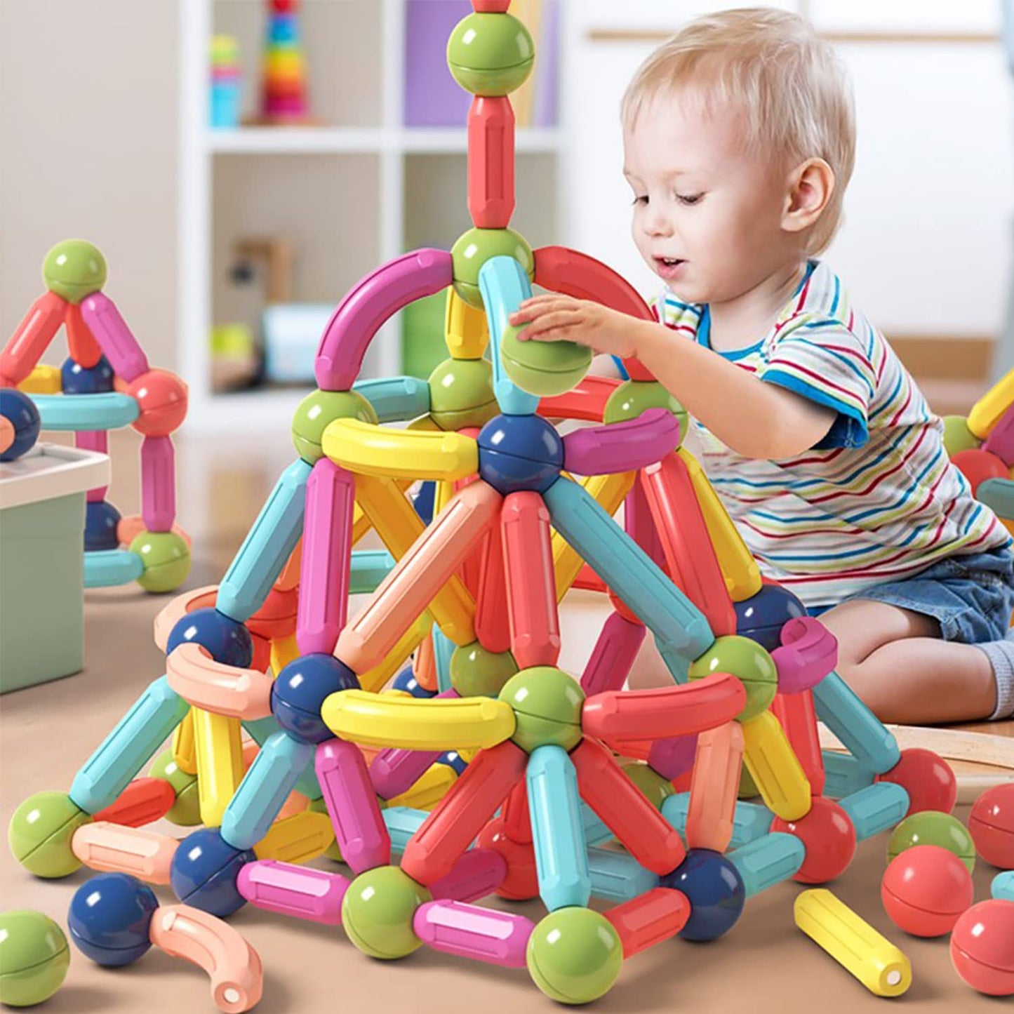 BAKAM Magnetic Building Blocks for Kids Ages 4-8, STEM Construction Toys for Boys and Girls