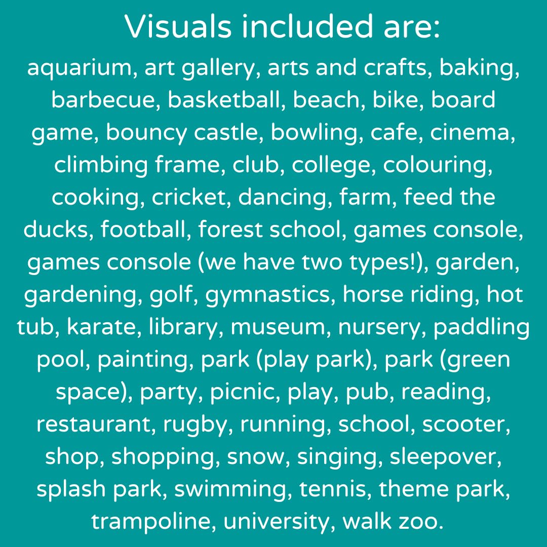 Visual Aids Visual Symbols Pecs Cards to support communication, routine & transition for autism, send, adhd, down's syndrome, learning difficulties. (Activities and Places - Standard)