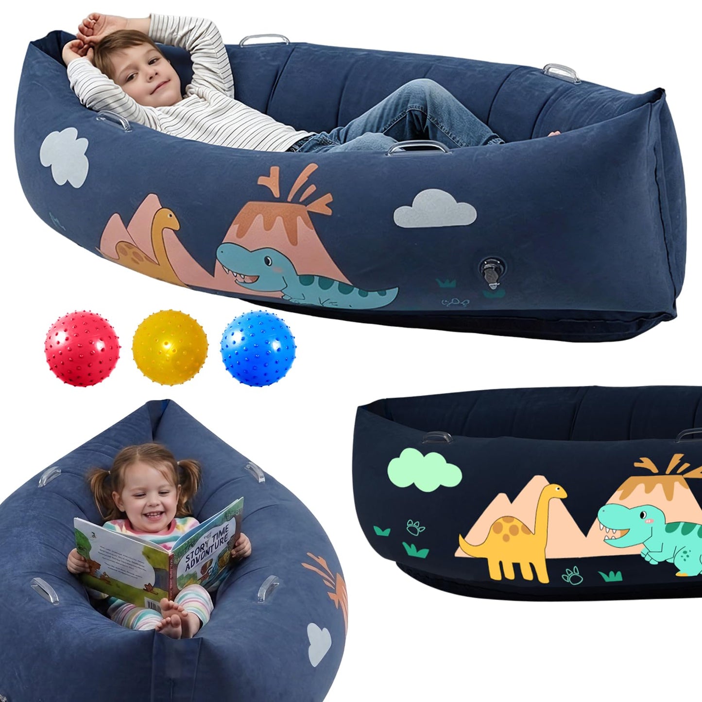 Inflatable Sensory Pea pod Chair for Kids, 152cm Sensory Peapod Canoe