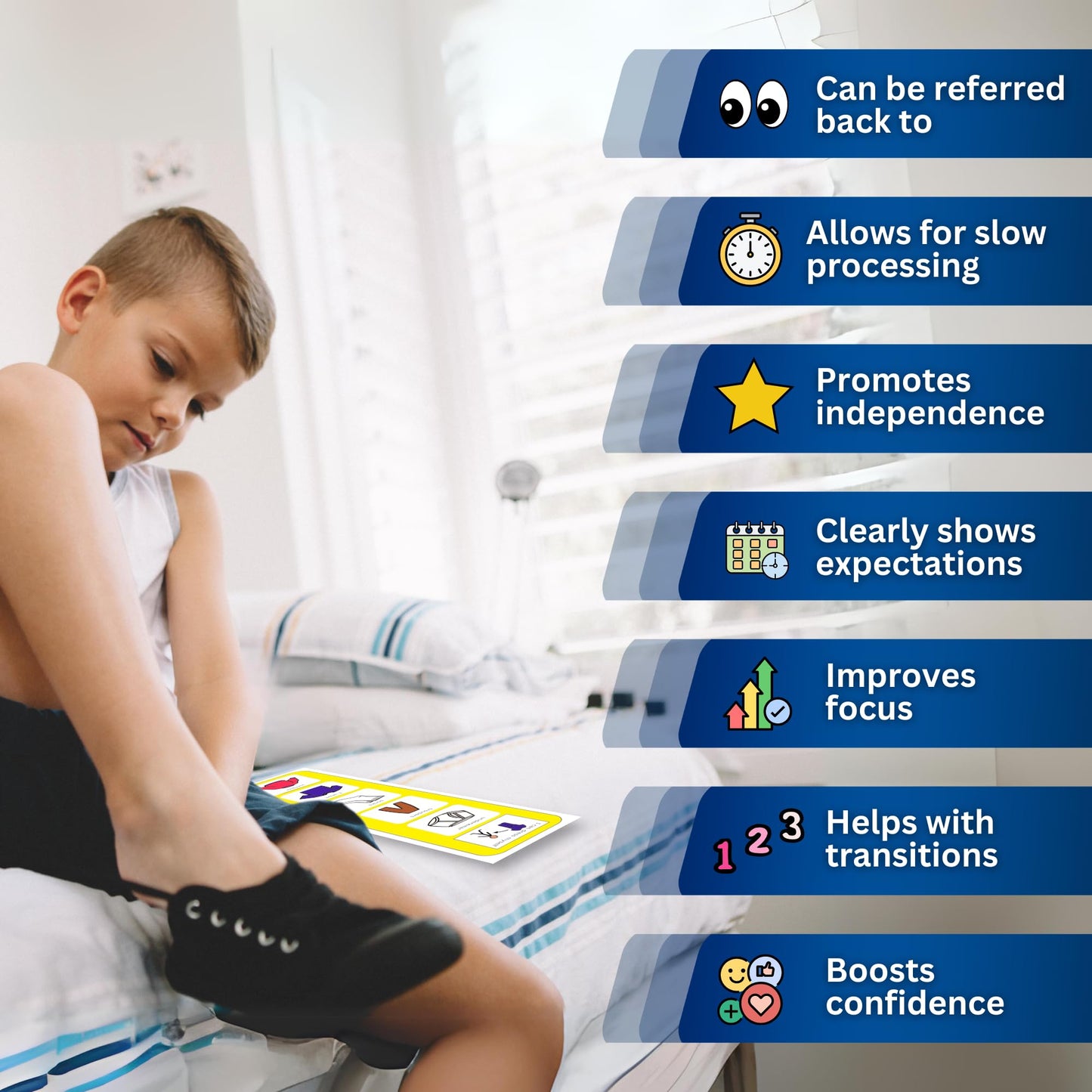 Visual Getting Dressed Schedule – Getting Dressed Routine Timetable Cards compatible with PECs Symbols & Boardmaker PCS (for non-verbal, ADHD, ASD, Autism, Kids, Children, Toddlers) (English)
