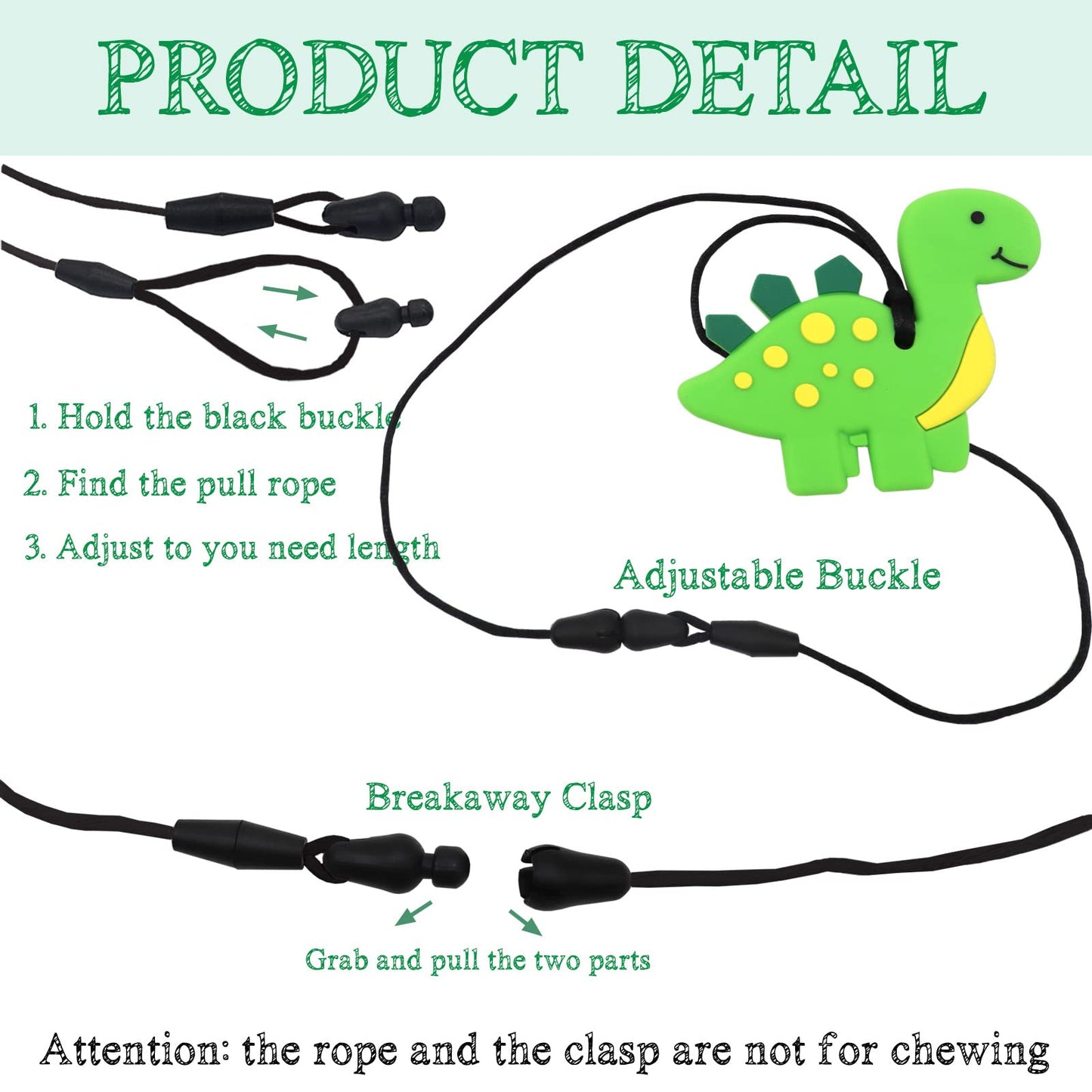 6 Pcs Sensory Chew Necklace for Autism, Teething, Anxiety, Biting Needs, Sore Gums Pain Relief, ADHD, Silicone Chewy Teether Oral Motor Chewing Pendant Toys with Adjustable Buckle for Girls Boys
