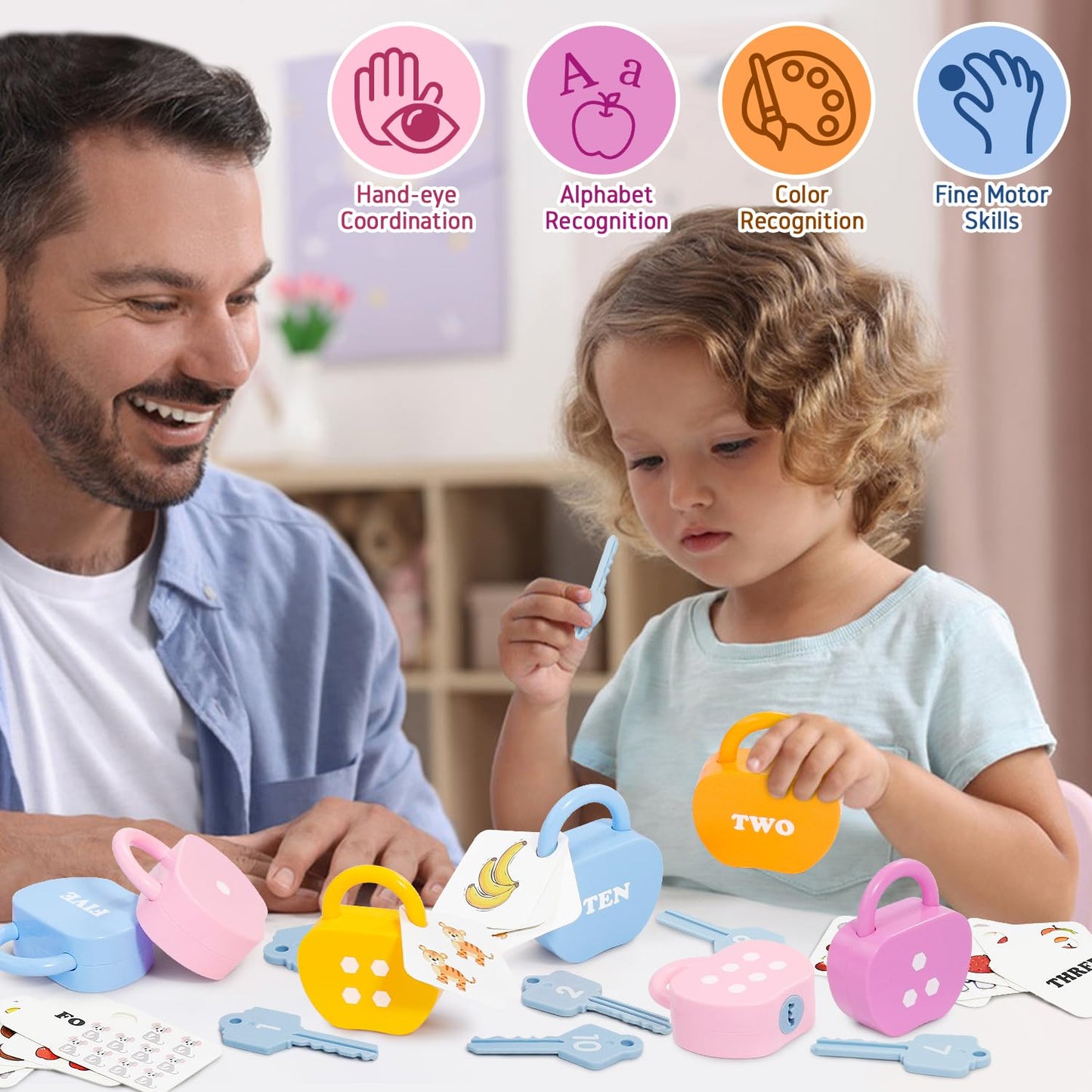 YYDeek 20PCS Locks and Key Toddler Toys, Number Counting Preschool Learning Activities, Kindergarten Classroom Must Haves