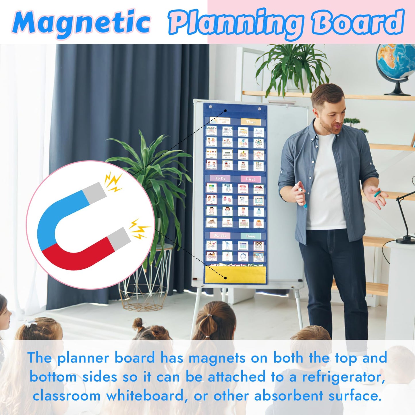 Visual Timetable, 123 Pecs Cards Weekly Routine Chart for Children, Magnetic Now and Next Board