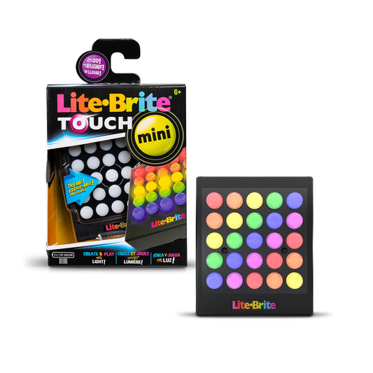 Basic Fun Lite Brite Touch Mini – Portable Light-Up Peg Art Toy for Kids | Creative LED Drawing Board with Templates Suitable for Age 6+
