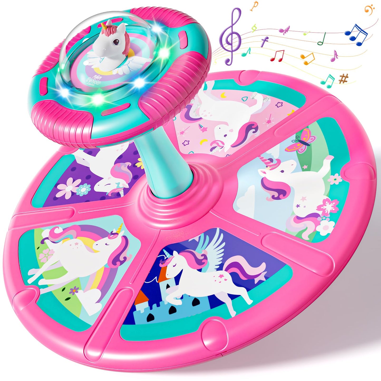Lehoo Castle Sensory Toys for Toddlers 1-3 Girls, Toddler Sensory Toys for Autism with Lights and Music, 360° Spinning Chair for Body Balance Training, Sensory Seat Birthday Gift for Kids 2-4