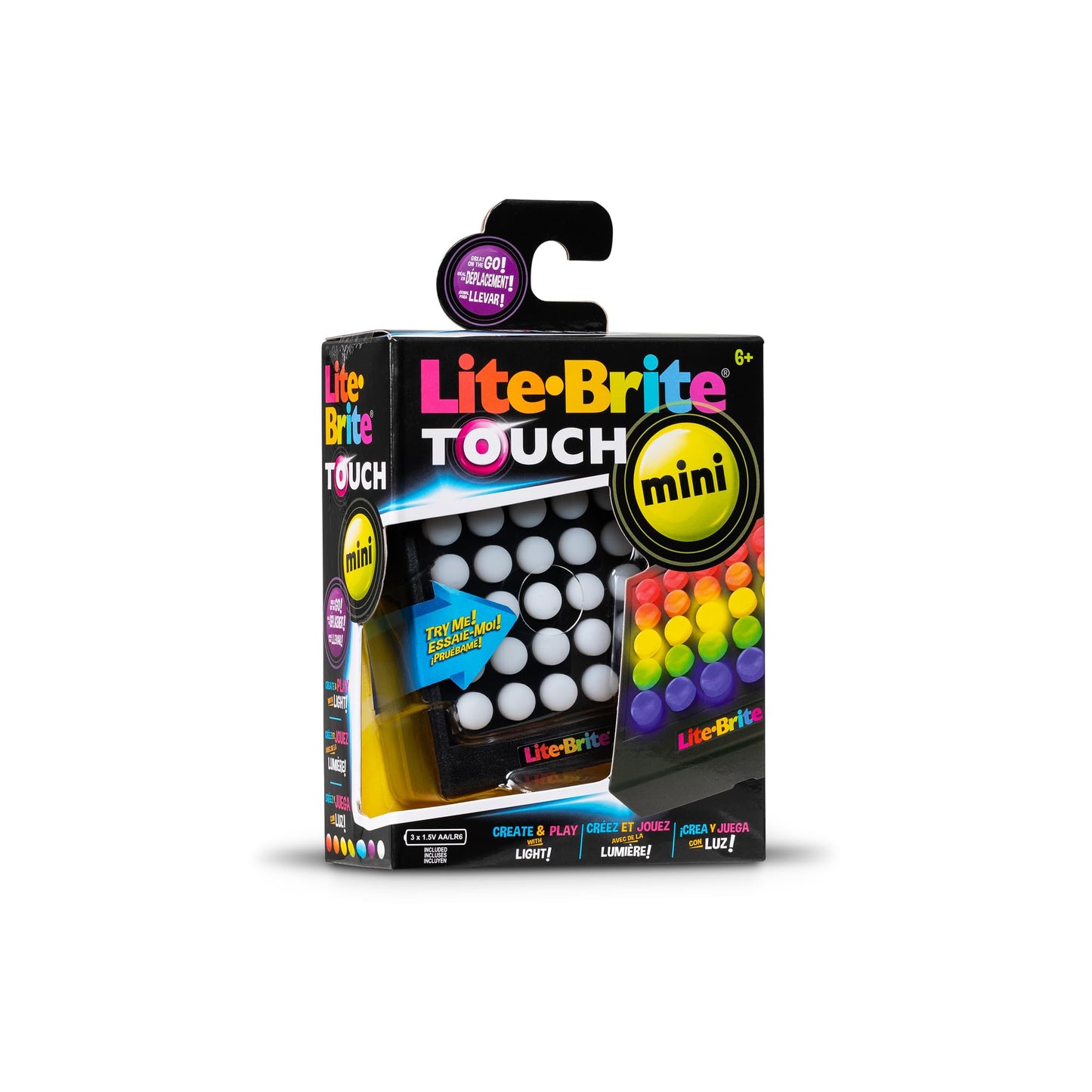 Basic Fun Lite Brite Touch Mini – Portable Light-Up Peg Art Toy for Kids | Creative LED Drawing Board with Templates Suitable for Age 6+