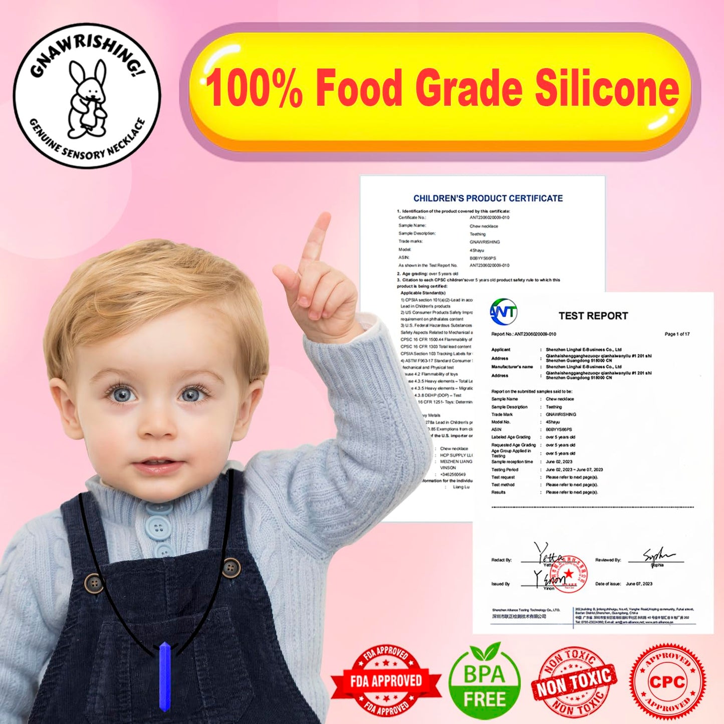 GNAWRISHING Chew Necklaces for Sensory Kids 8 Pcs Diamond Shape Sensory Chewy Toys for Autism Girl and Boy, ADHD Toddler, Adult