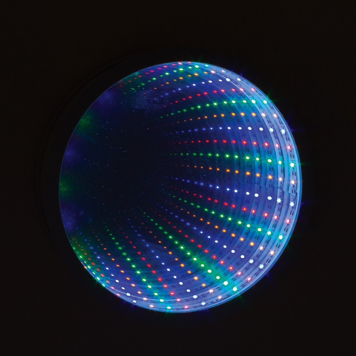 Playlearn White Infinity Mirror | Light Up Sensory White Mirror 25cm Multi-Colour 42-LED