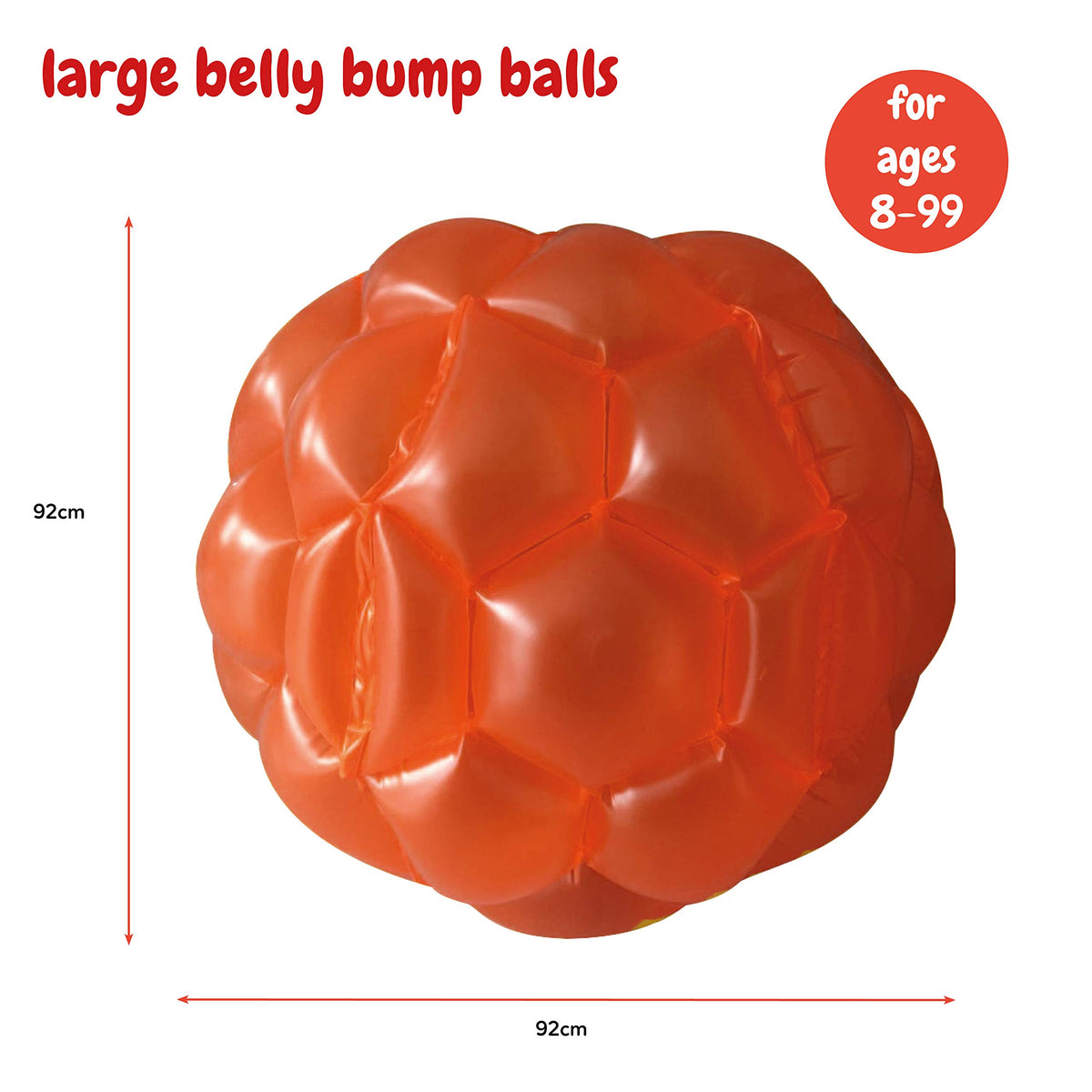 Eduk8 Inflatable Belly Bump Balls - 8 to Adult Size Zorbs 92 cm, Set Of 2 Fun In & Outdoor Garden Activity Game Football (Adult)