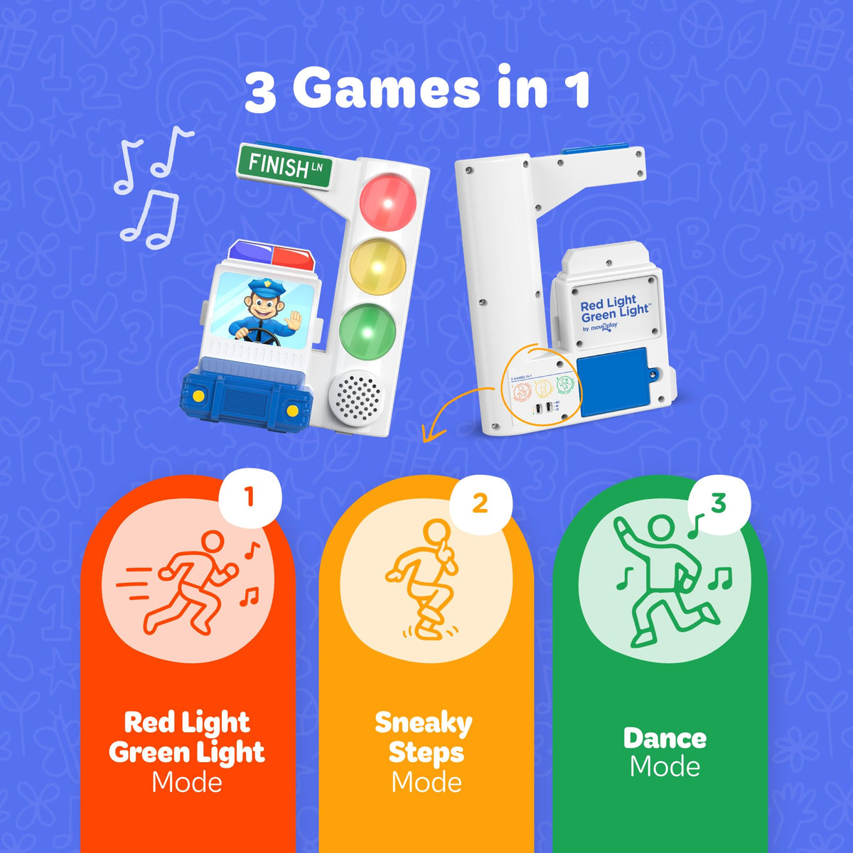 Move2Play, Red Light Green Light Game with Motion Sensing | Family Fun & Birthday Party Games | Gift for Kids, Preschool Ages 3, 4, 5, 6, 7+ Year Olds | Travel, Indoor, Outdoor