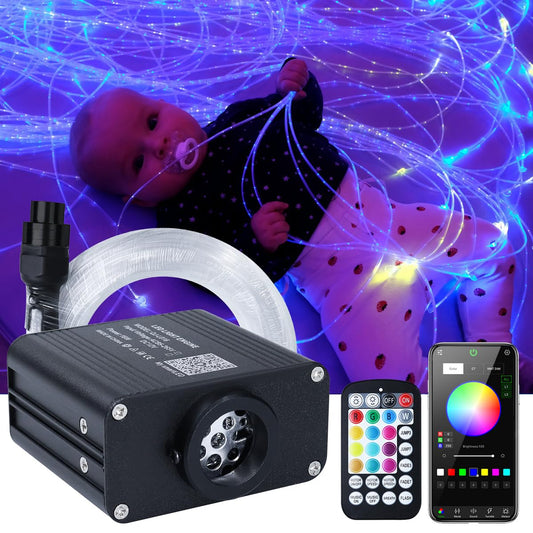 Callsky Sensory Lights 16W Fiber Optic Curtain Lights for Sensory Room/Autistic Kids,APP+Twinkle+Sound