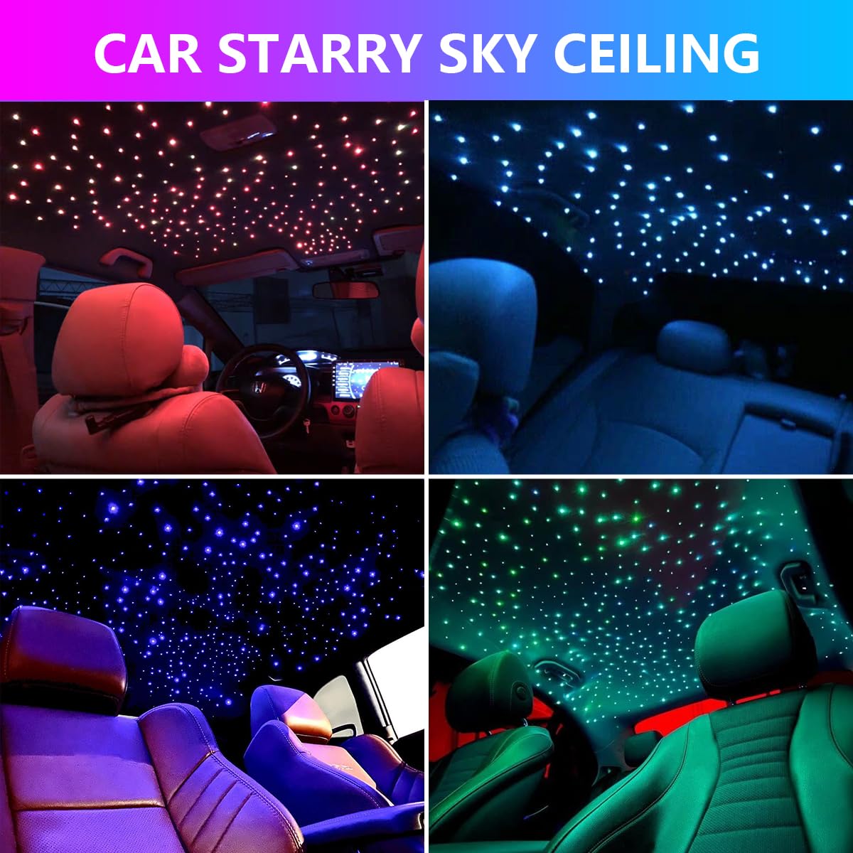 Callsky 16W Twinkle & Sound Star Ceiling Light With 450pcs*0.03in*9.8ft Fiber Optic Headlight Kits for Sky Decoration, Music+APP+Remote Control Engine End Glow Fiber Strands