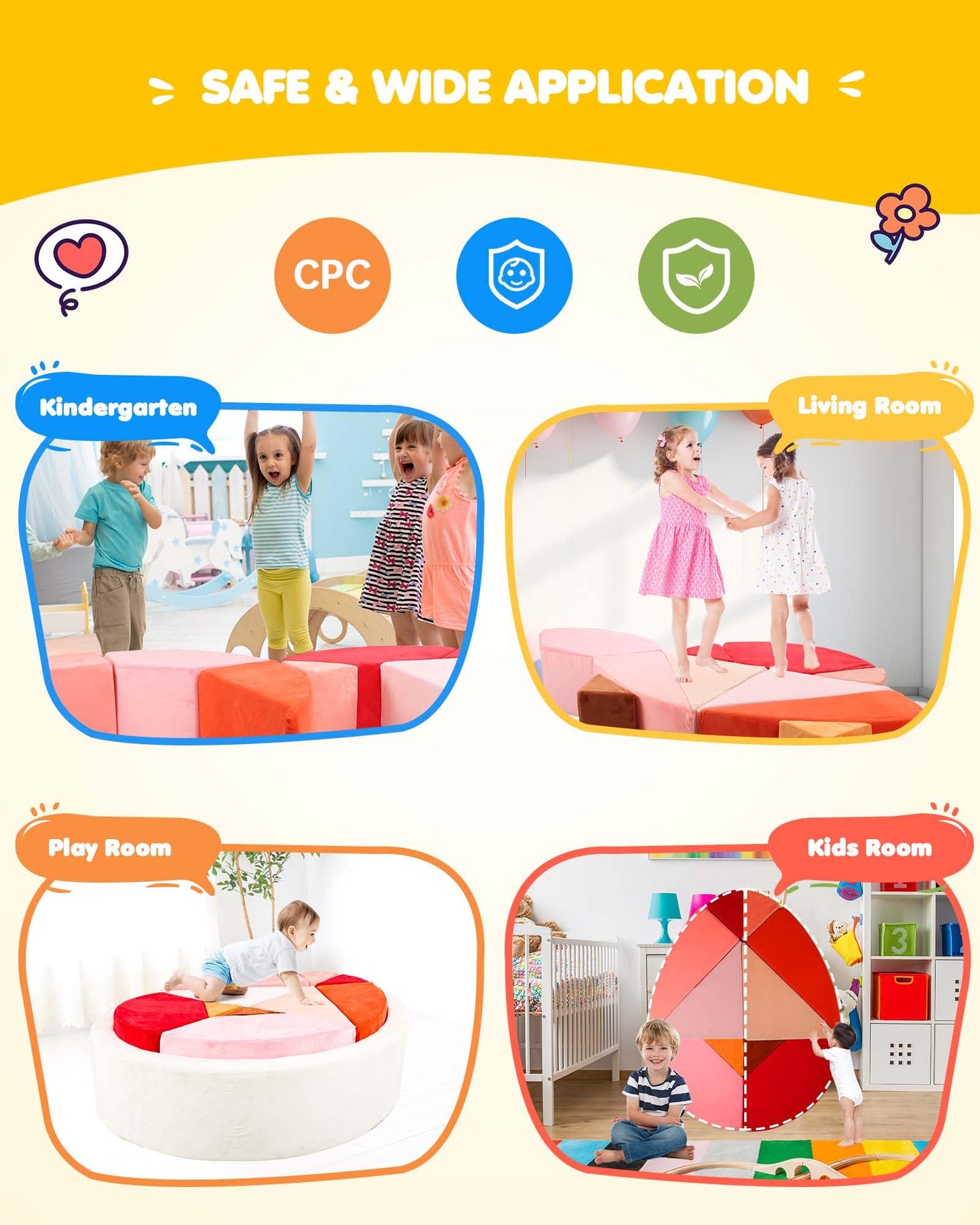Heypappy Kids Play Couch, 2-in-1 Egg-Shape Kid Play Sofa with Unique Ball Pit(no Balls Included), Tangram Puzzle Plays Couch for Playroom, Modular Play Couchs for Inspiring Creativity, Glow