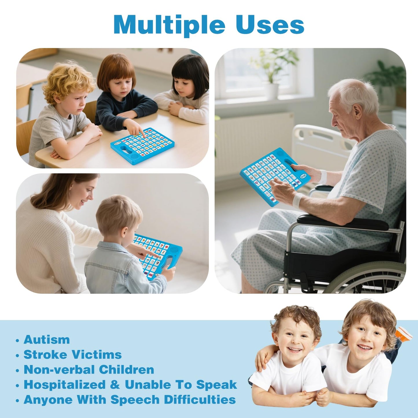 Joyreal AAC Device for Autism, Non Verbal Communication Tools for Speech Therapy & Stroke Rehab. Augmentative Alternative Communication Tablet, Autism Talking Aids with 8 Programmable Buttons