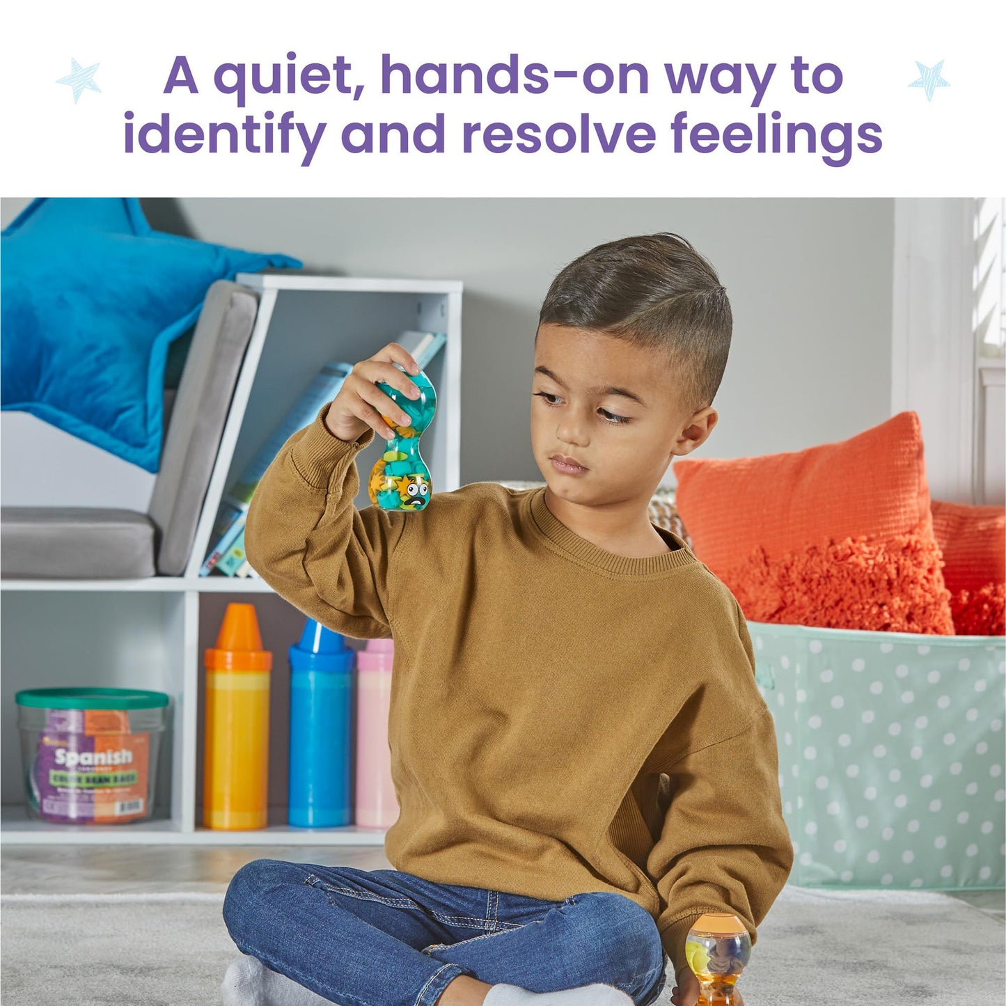Learning Resources Express Your Feelings Sensory Bottles, Ages 3+, Emotional Learning Toys, Calm Down Bottles for Kids, Overwhelmed & Calm
