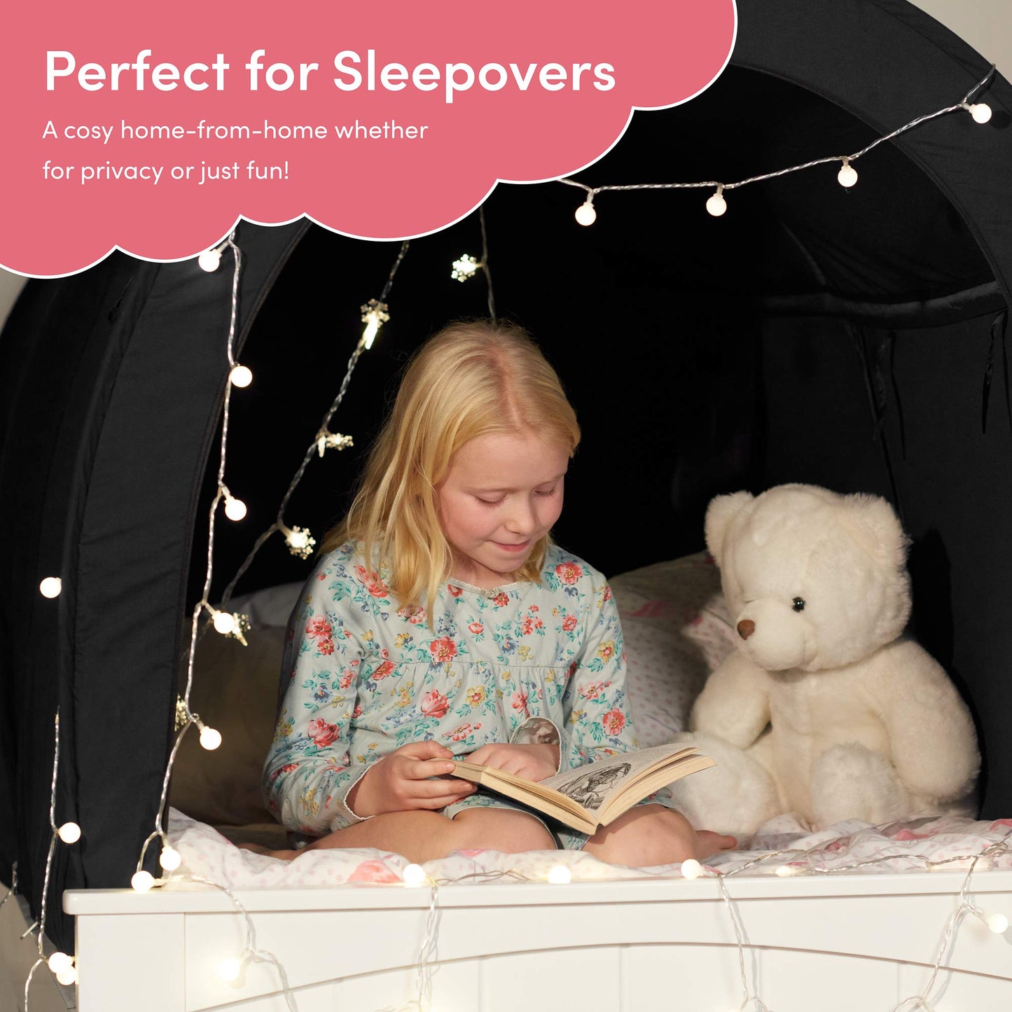 Snuggy Pod Bed Canopy - Blackout (Single) | Sensory-Friendly Enclosed Pop-Up Bed Tent for Kids & Adults | Indoor Sleep Pod for Privacy & Light Control | Lightweight, Breathable & Foldable Design