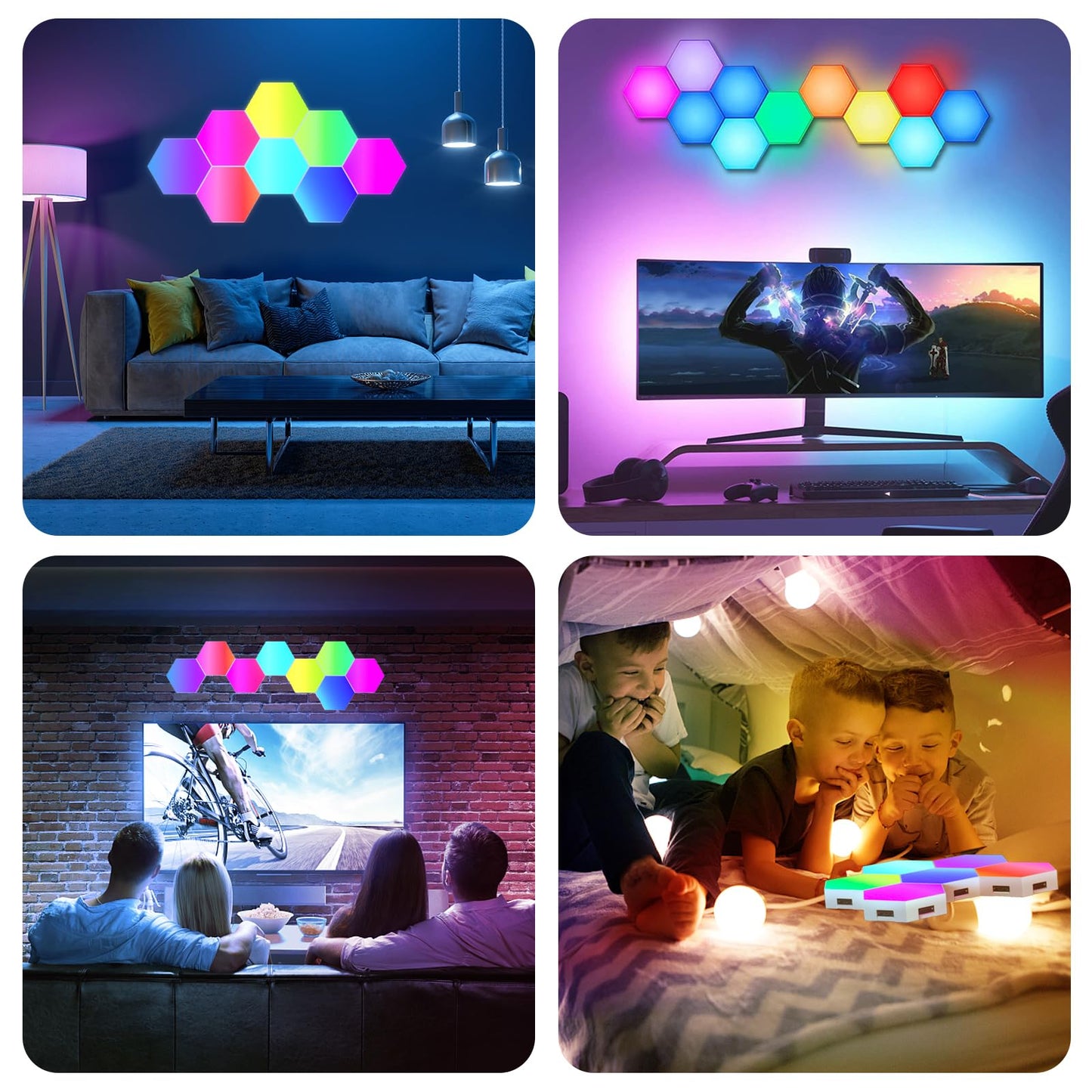 PUMPKINS Hexagon LED Lights, 12 Pack RGB Hex Light Panels, Smart Wall Gaming Panels Sync to Music for Room Bar Bedroom Home Decor Room, With App & Remote Control