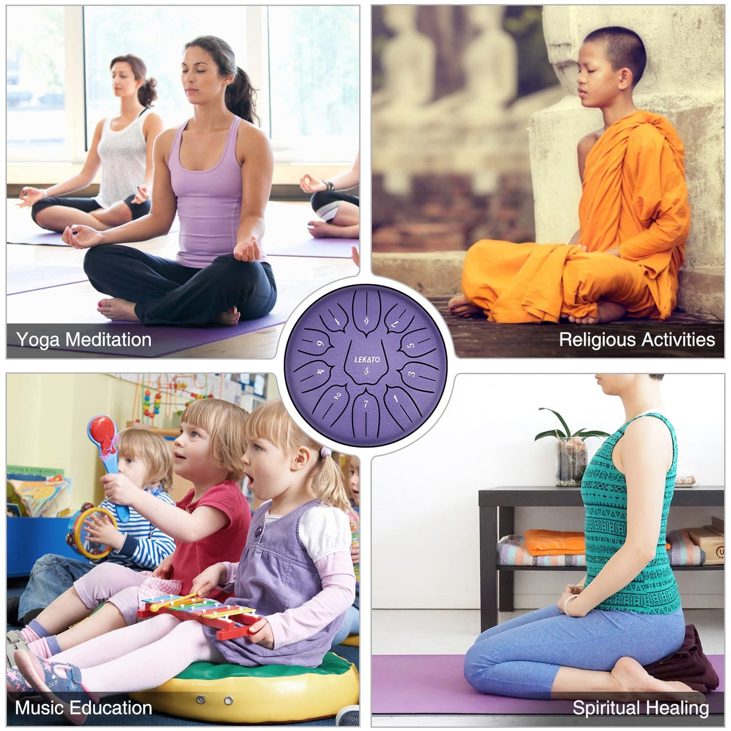 LEKATO Steel Tongue Drum 6 Inch 11 Note, D Key Handpan Rain Drum for Outside Garden Sound Healing, Steel Alloy Ethereal BalmyDrum with Storage Bag, Percussion Instrument Gift for Beginner, Purple