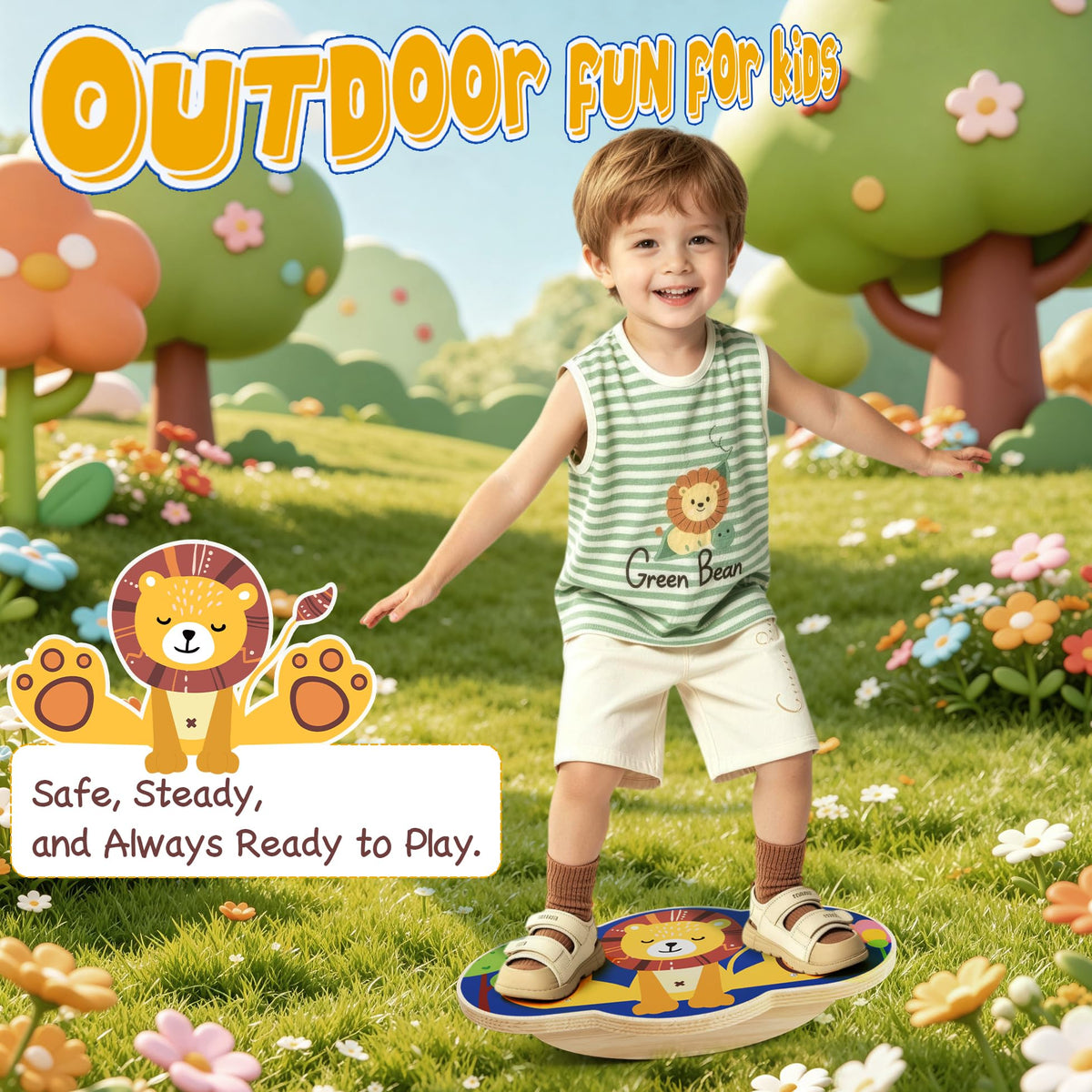 Kids Wooden Wobble Balance Board,Rocker Balance Toy for 3+,Indoor/Outdoor