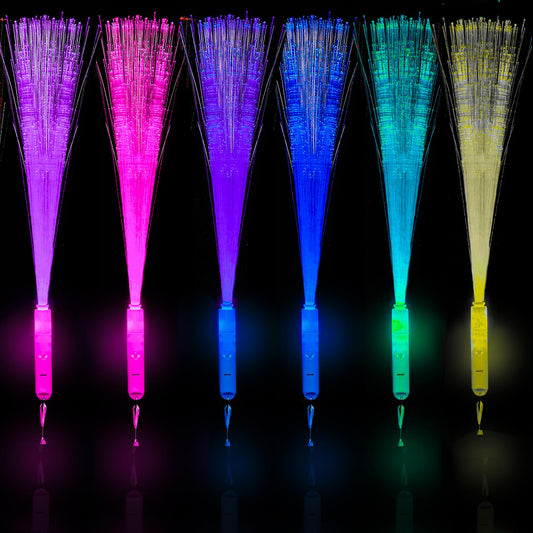 Pack Of 6 Fibre Optic Wands For Kids, Flashing Wands Kids-Light Up Wands For Kids 3 Modes Light Up Colorful 7 Blinking Colours In The Dark Wands Sticks, Glow Wands For Kids, Birthday, Party Favours