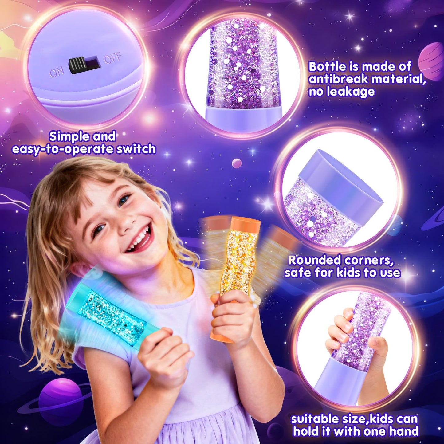 Sensory Toys for Autism, CS COSDDI 3 Pack Sensory Lights for Autism & ADHD with Switch Button, Autism Sensory Equipment Special Needs Developmental Toys for Autism Kids Teenagers Adults Boys Girls
