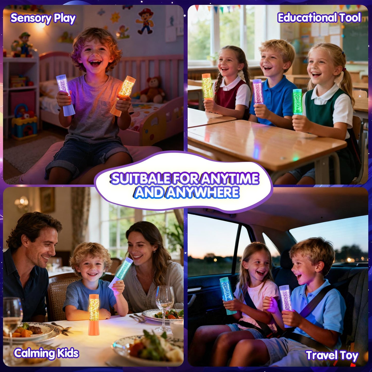 Sensory Toys for Autism, CS COSDDI 3 Pack Sensory Lights for Autism & ADHD with Switch Button, Autism Sensory Equipment Special Needs Developmental Toys for Autism Kids Teenagers Adults Boys Girls