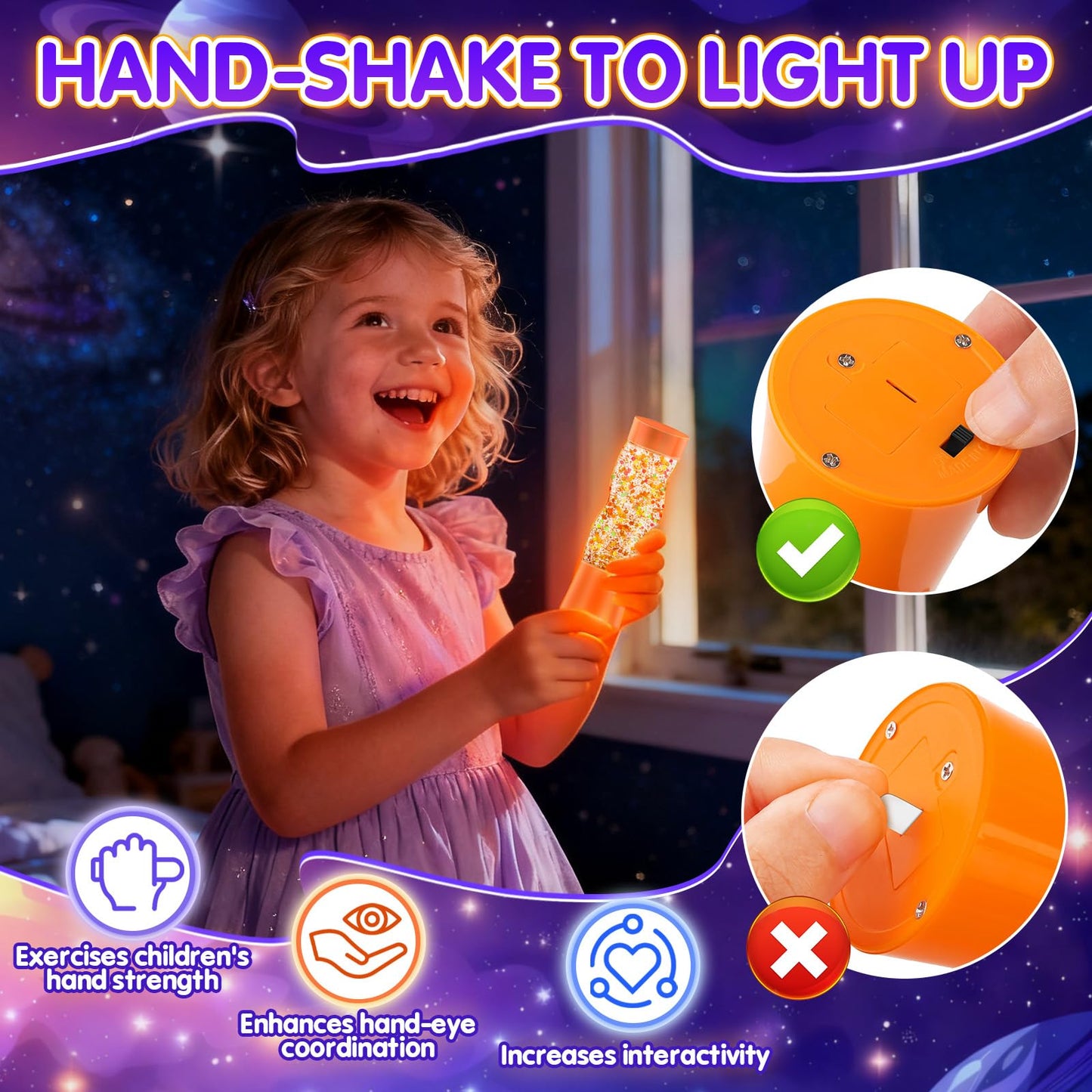 Sensory Toys for Autism, CS COSDDI 3 Pack Sensory Lights for Autism & ADHD with Switch Button, Autism Sensory Equipment Special Needs Developmental Toys for Autism Kids Teenagers Adults Boys Girls