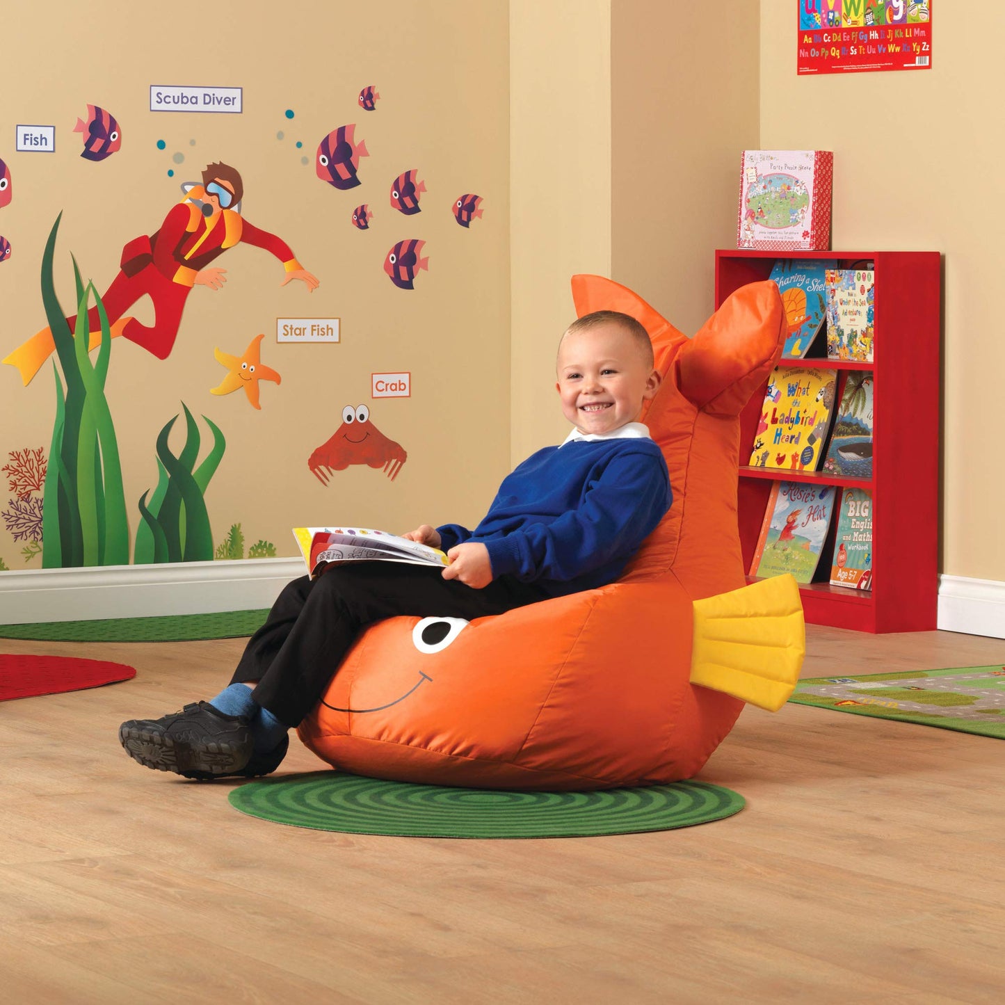 Office Needs Direct Large Sea Life Fish Learning Zone Sensory SEN Bean Bag Chair KS1