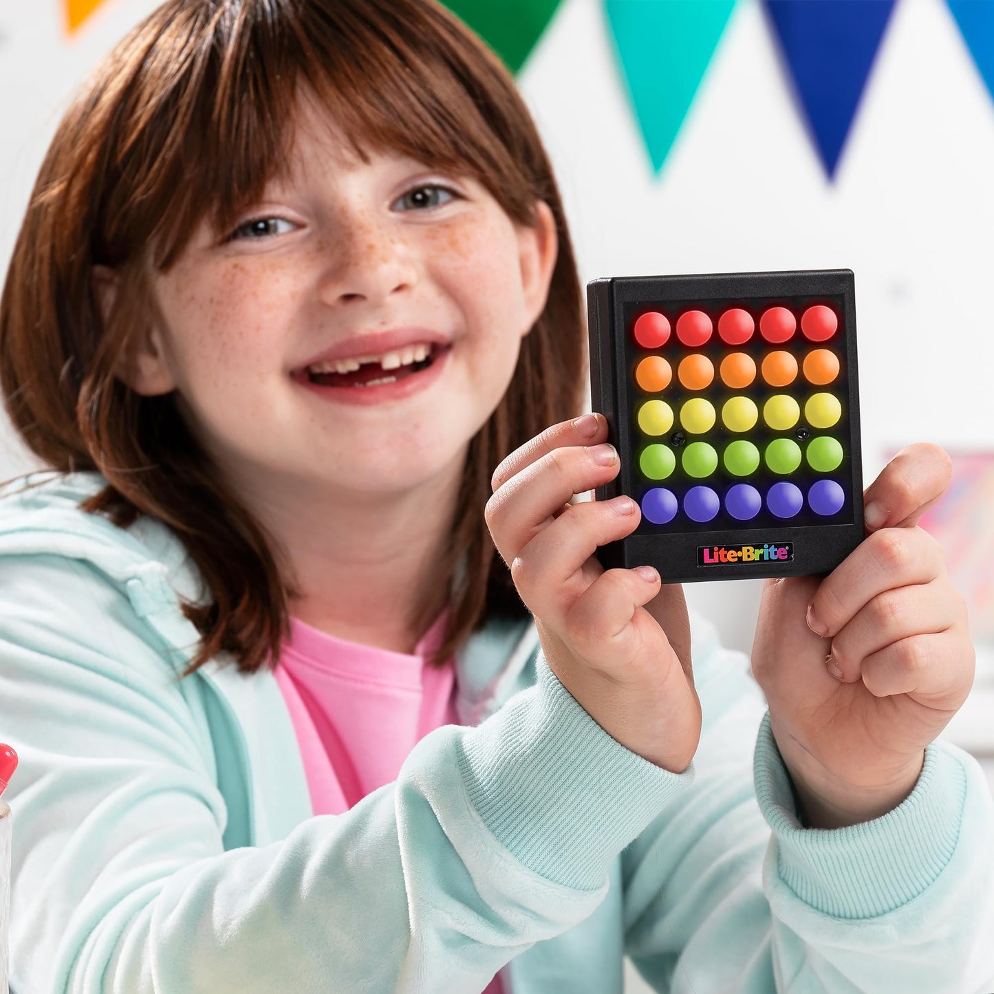 Basic Fun Lite Brite Touch Mini – Portable Light-Up Peg Art Toy for Kids | Creative LED Drawing Board with Templates Suitable for Age 6+