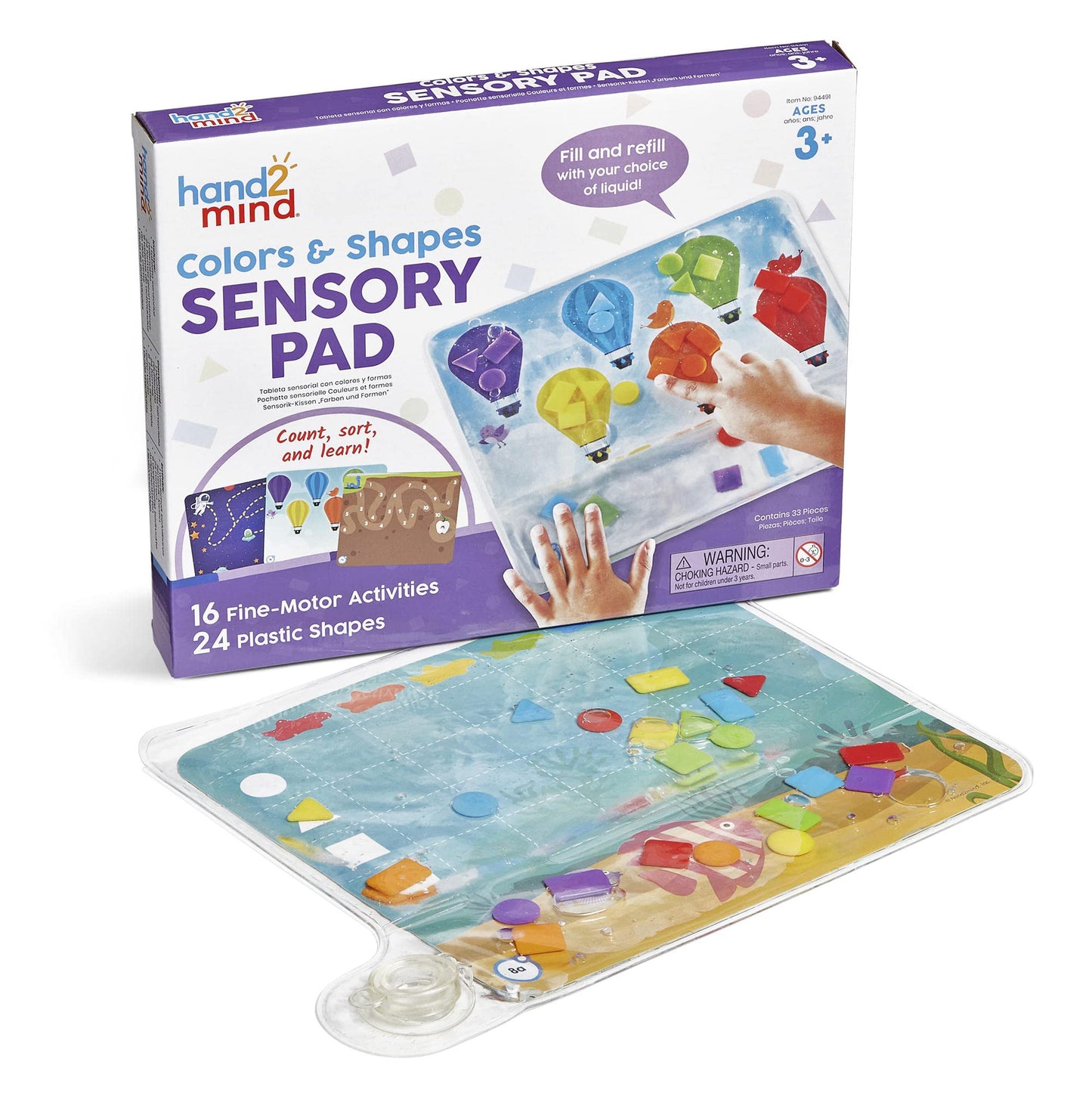 Learning Resources Colours & Shapes Sensory Pad, Reusable Sensory Bag for Kids, Fine Motor Skills Toy, 16 Fine Motor Activities, 24 Plastic Shapes, Ages 3+, Multicolou