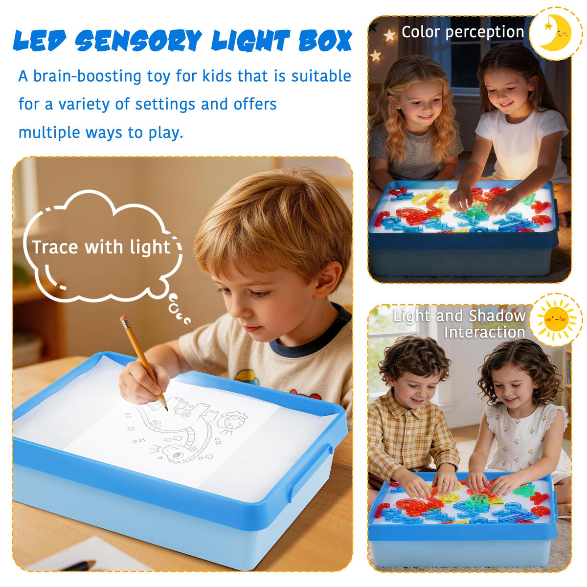 Yosamy Sensory Light Toys for Autism,LED Sensory Table with Manipulatives