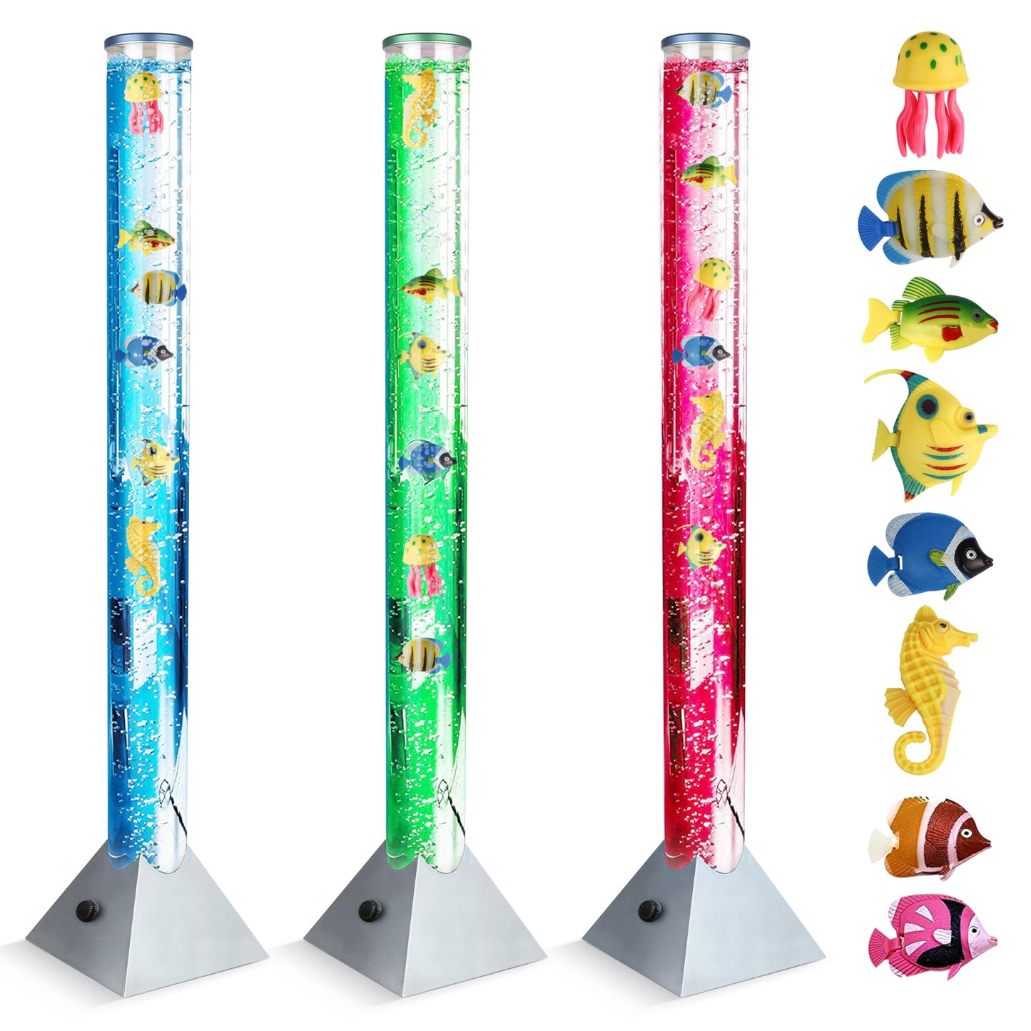 100cm Colour Changing Sensory Bubble Lamp with Plastic Fish